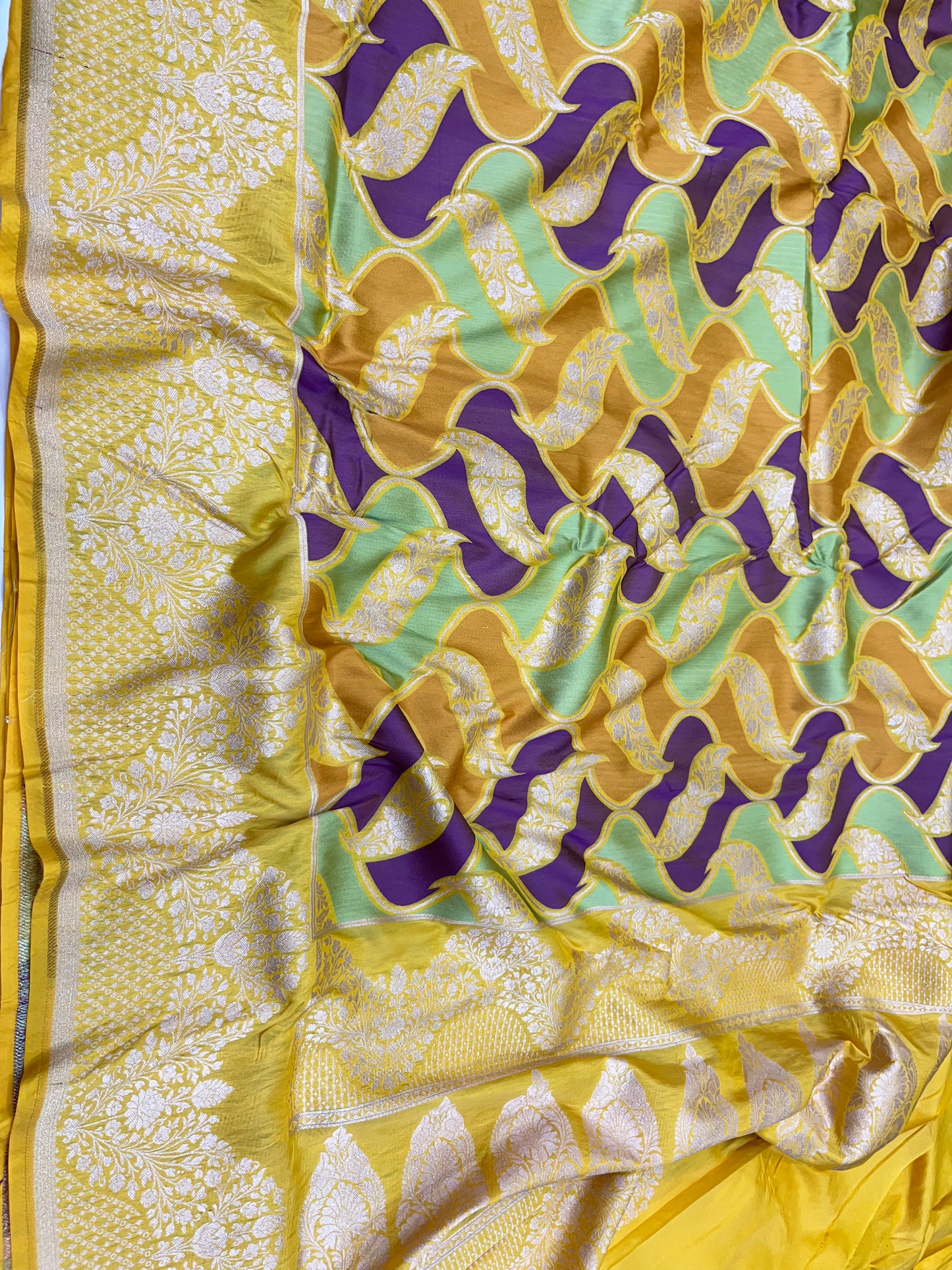 Yellow banarasi rangkat pure silk saree