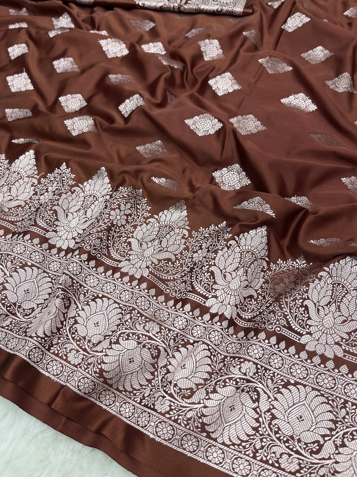 Brown Banarasi Soft Mashru Katan Silk Saree