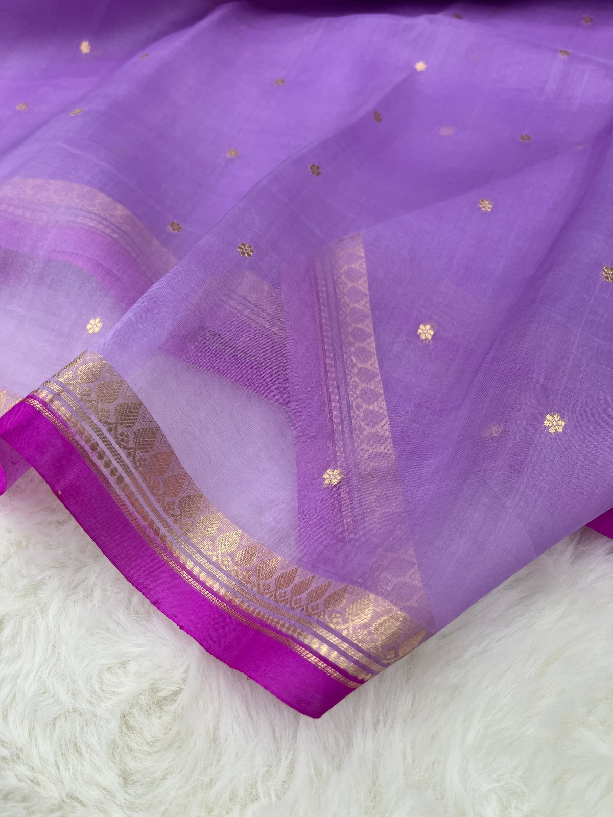 Light Purple Banarasi Pure Kora Organza Silk Saree