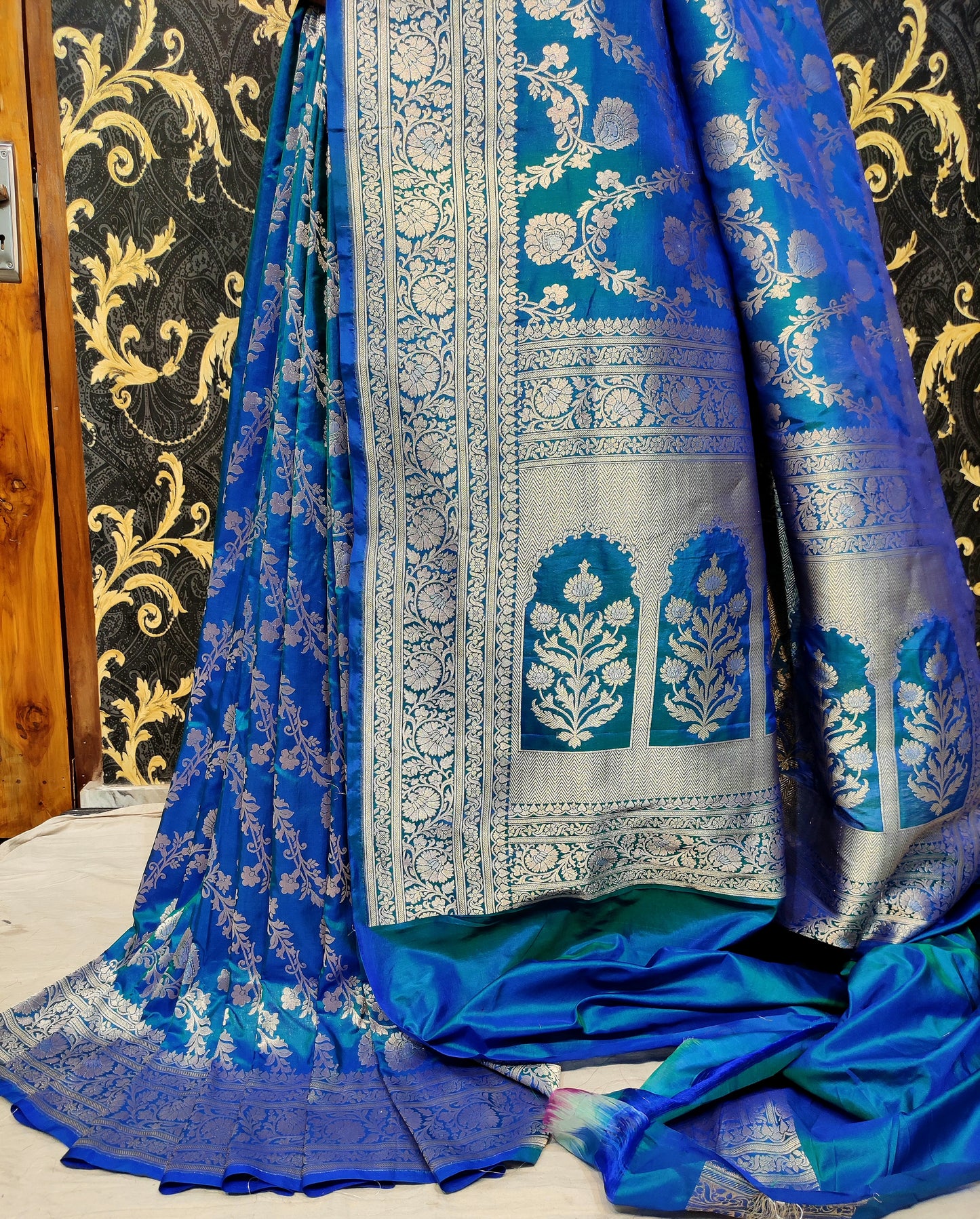 Banarasi Pure Katan Silk Saree with Sona Roopa Zari Weaving
