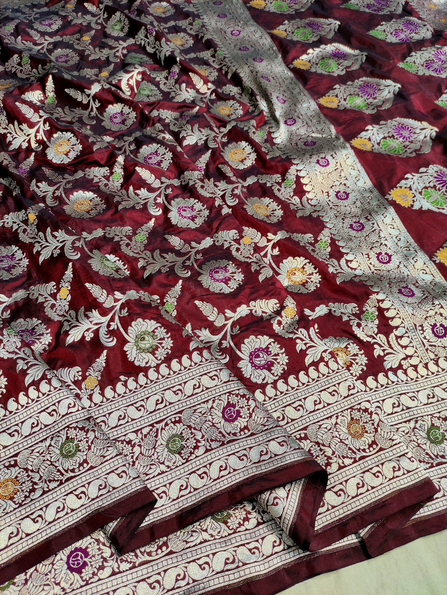 Elegant Maroon Benarasi Pure Katan Silk Saree