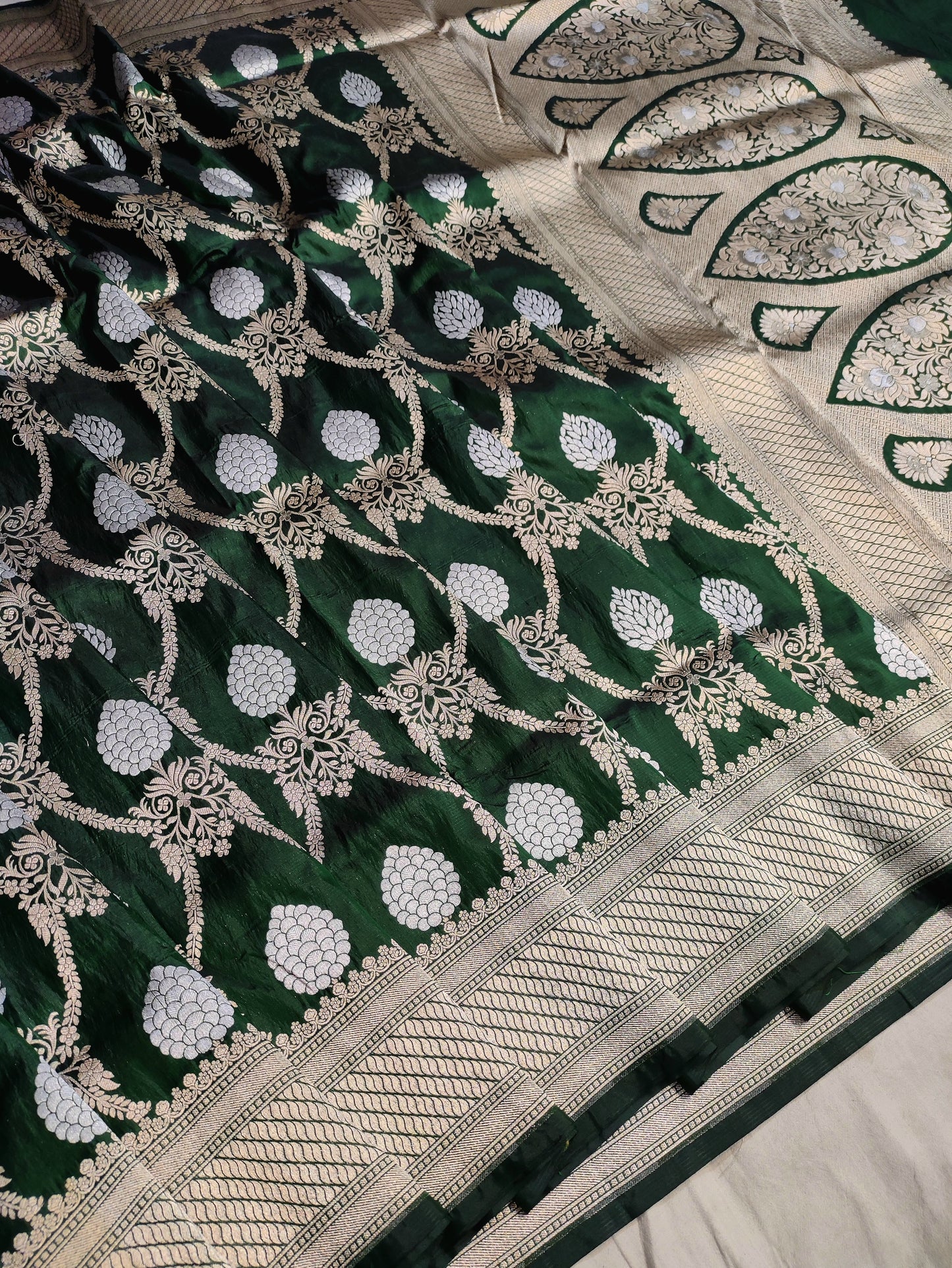 Green banarasi silk saree