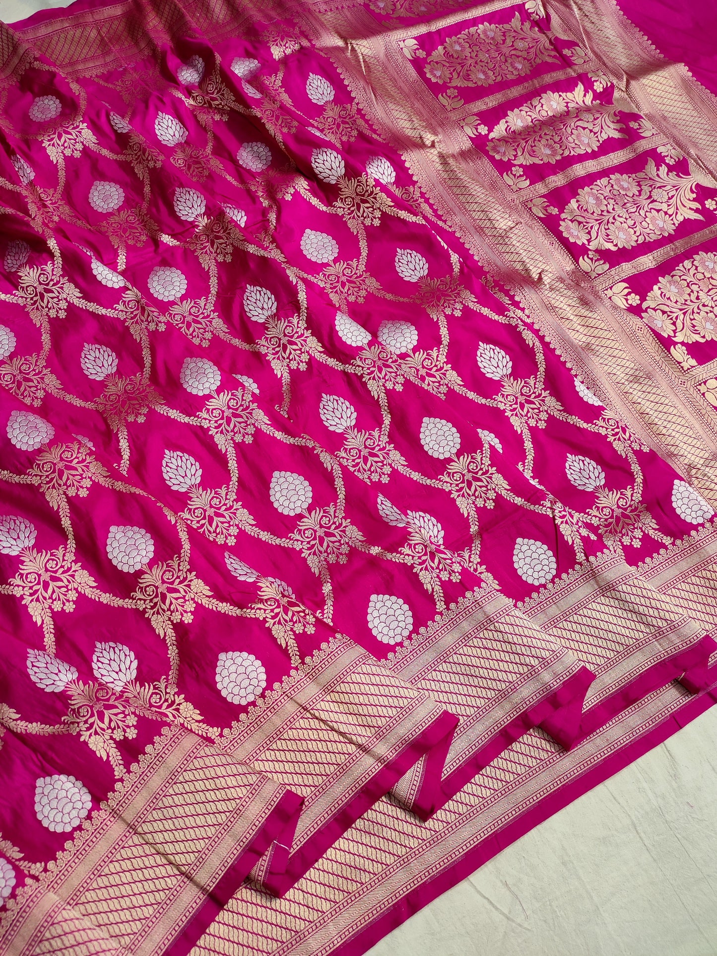 Pink banarasi silk saree