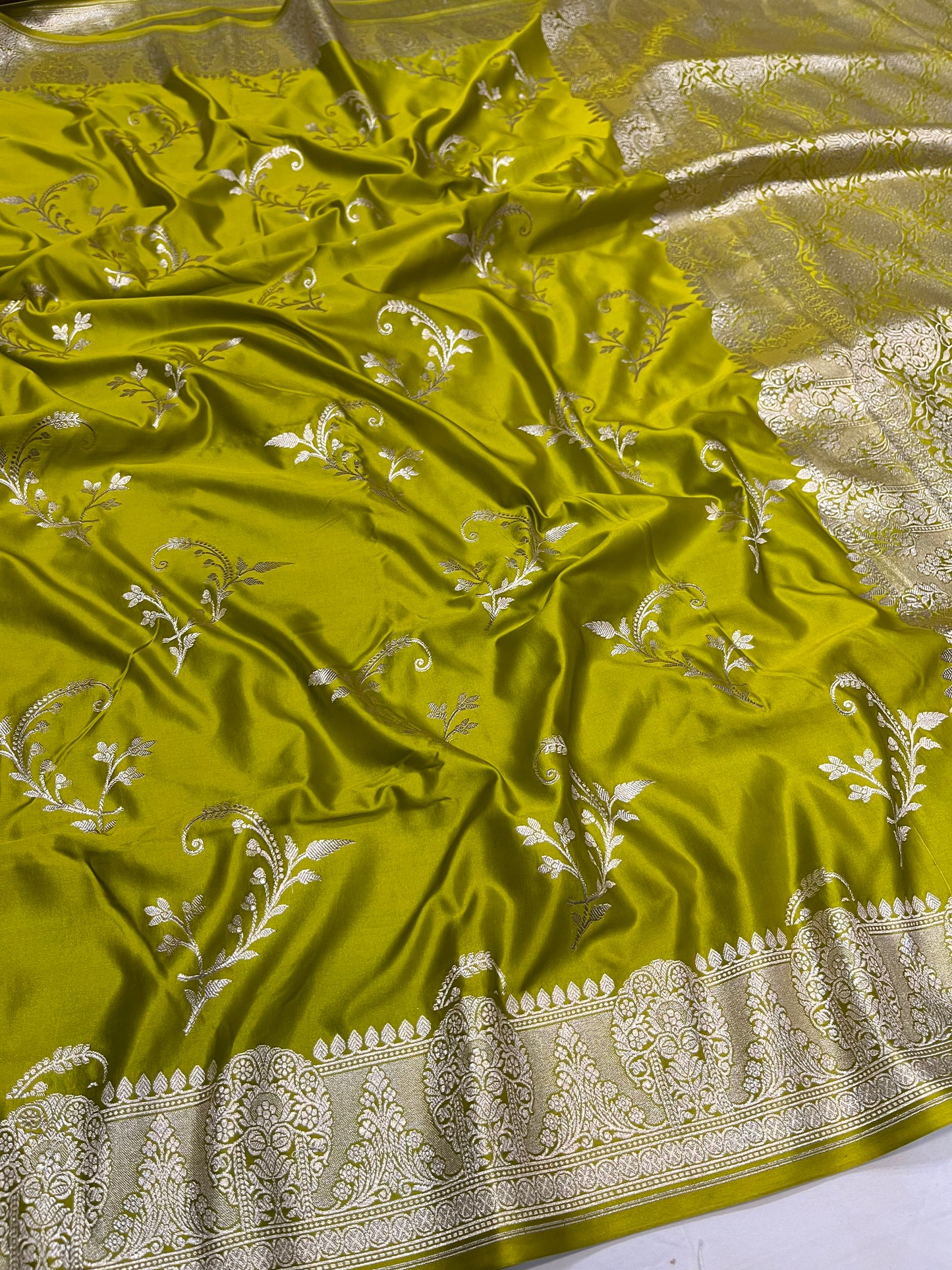 Olive Green Banarasi Mashru Silk