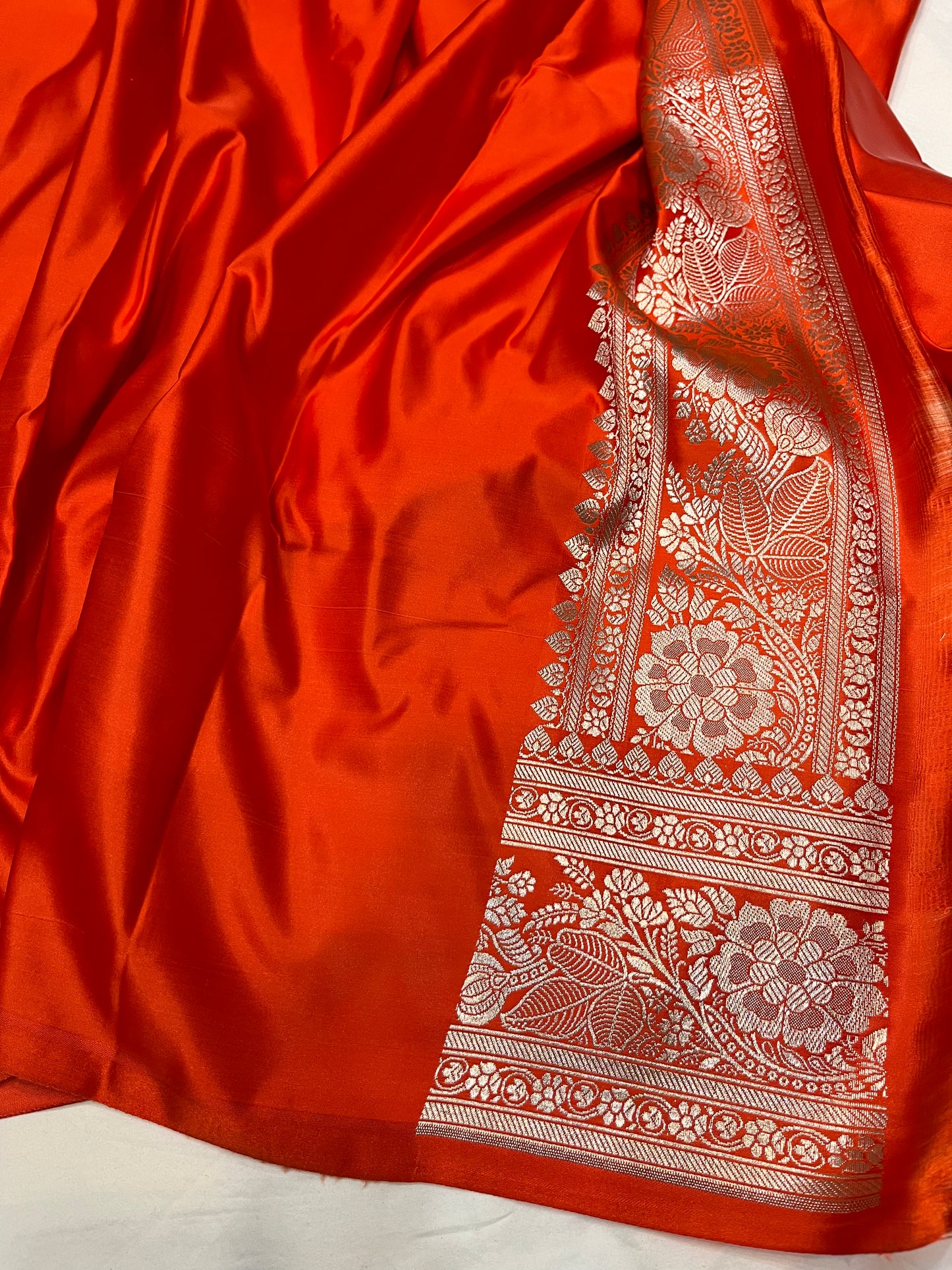 Orange Buta Mashru Silk Saree