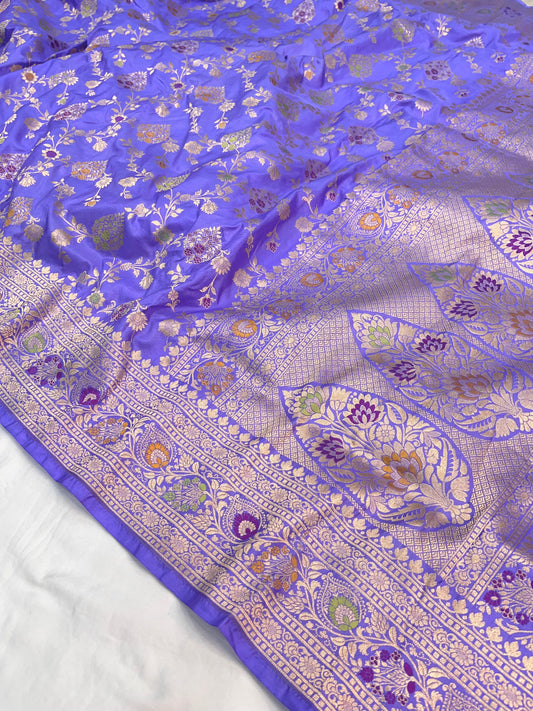 Banarasi Handloom Pure Katan Silk Saree In Lavender Shade