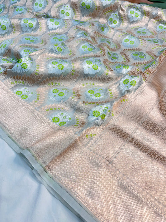 Banarasi Kora Organza Meenakari Saree