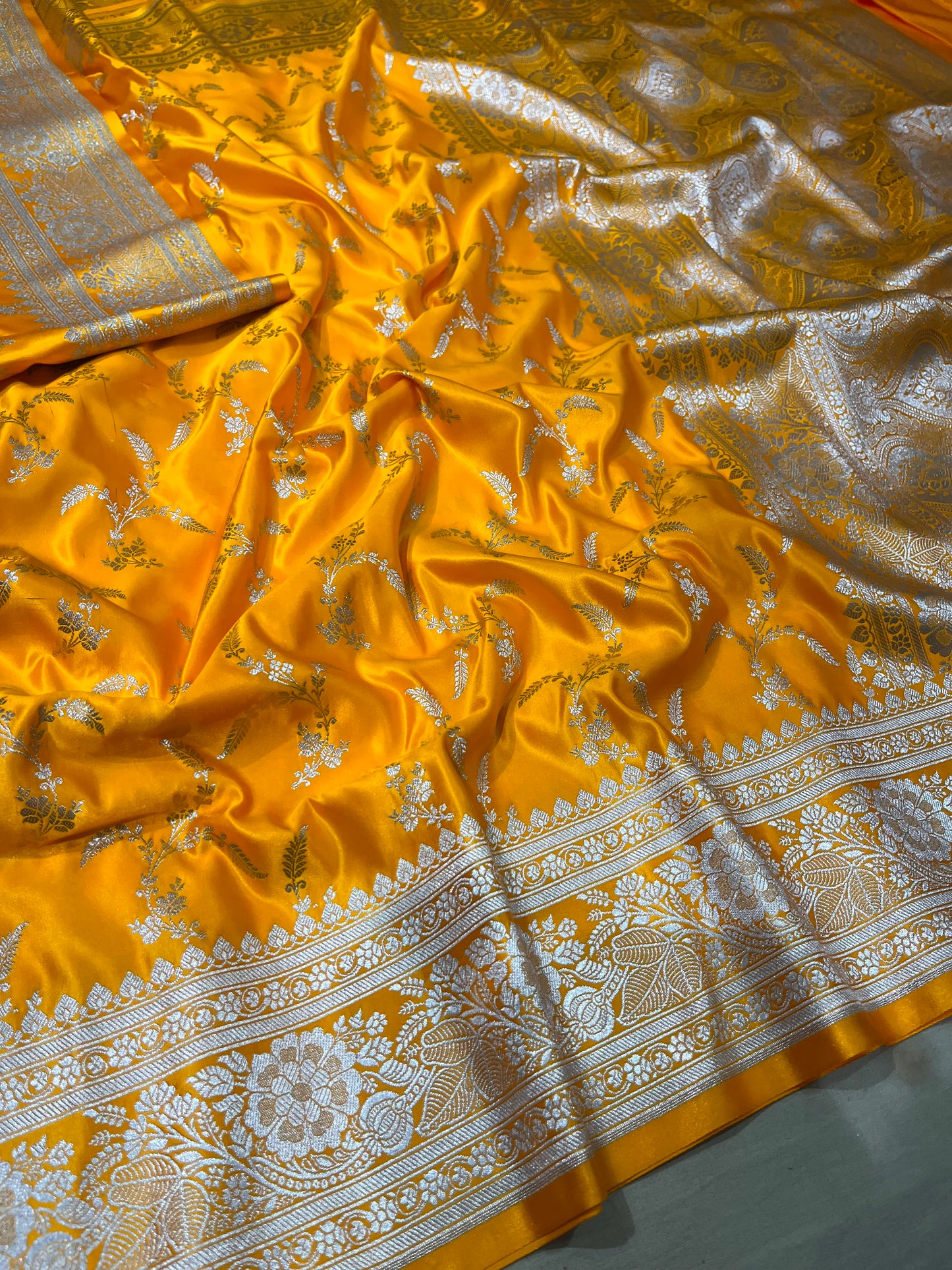 Yellow Mashru silk saree
