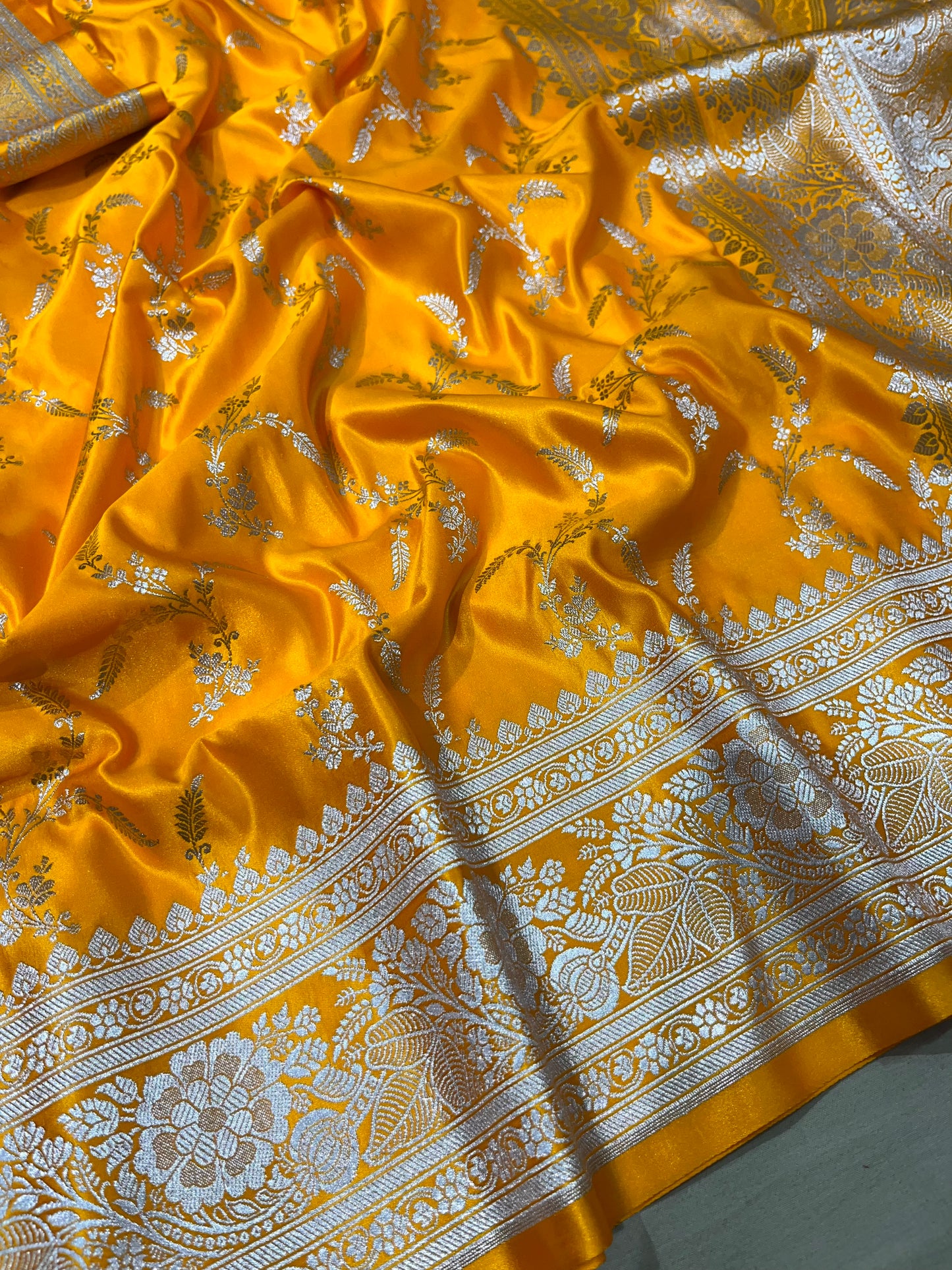 Yellow Mashru silk saree