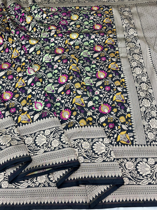 Black Tilfi Pure Katan Silk Saree