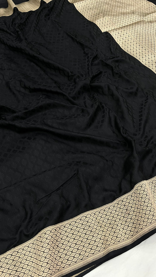 Black Tanchue Brocade Pure Silk Saree