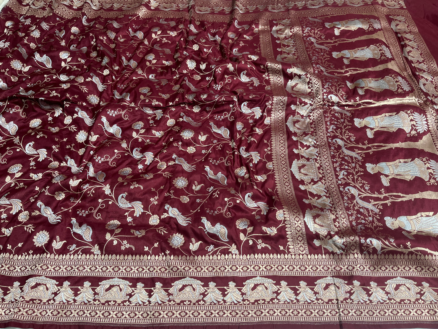 Brown Shikargah Banarasi Pure Silk Saree