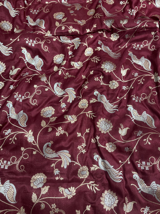 Brown Shikargah Banarasi Pure Silk Saree