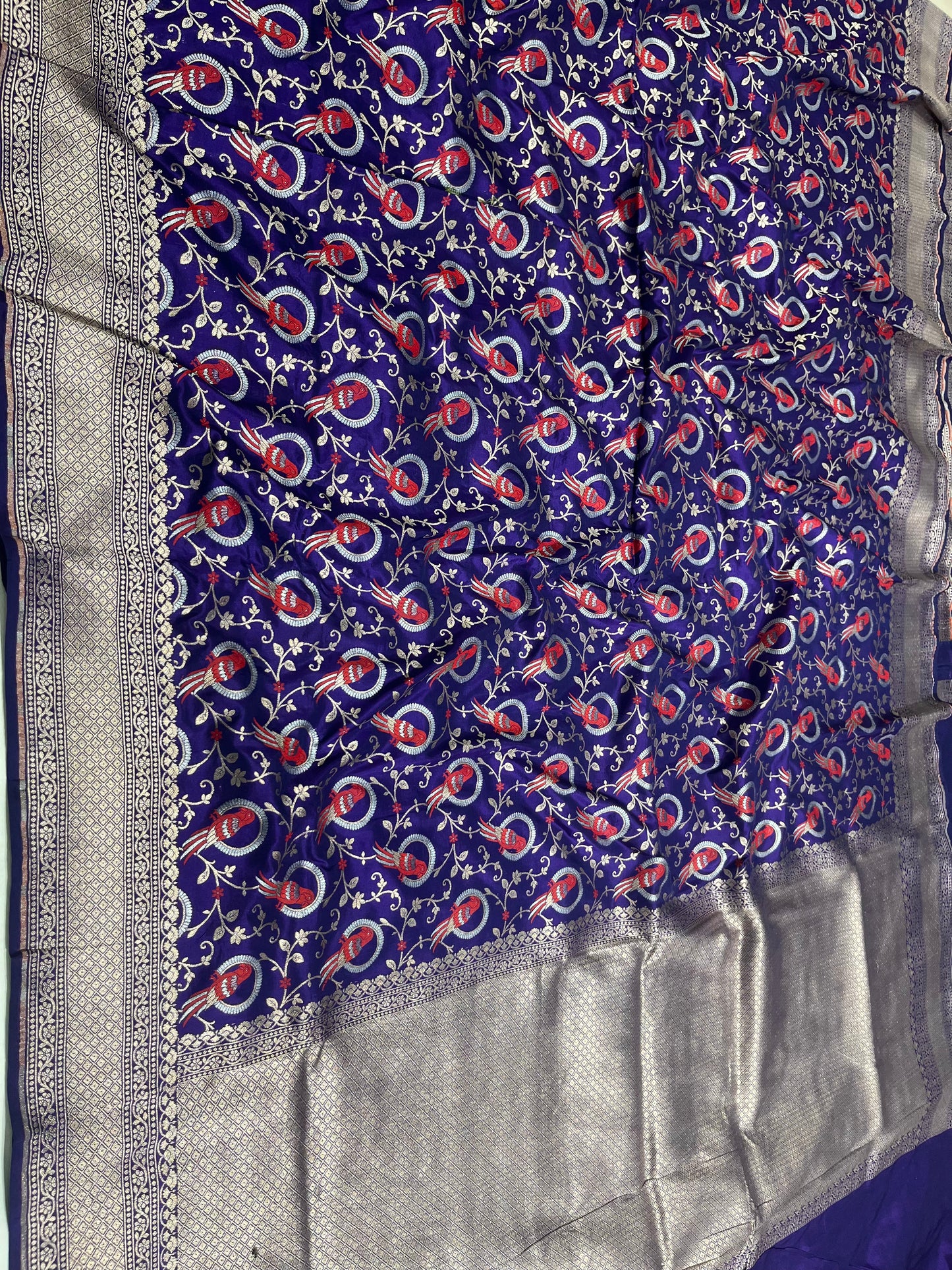Purple Shikargah Banarasi Pure Silk Saree