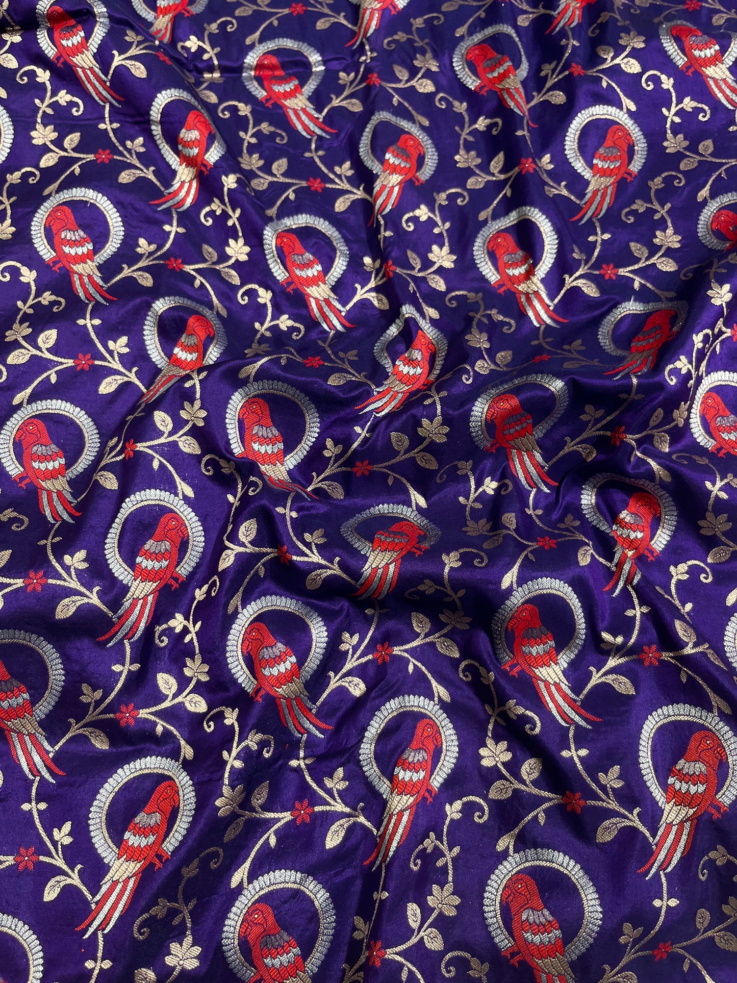 Purple Shikargah Banarasi Pure Silk Saree