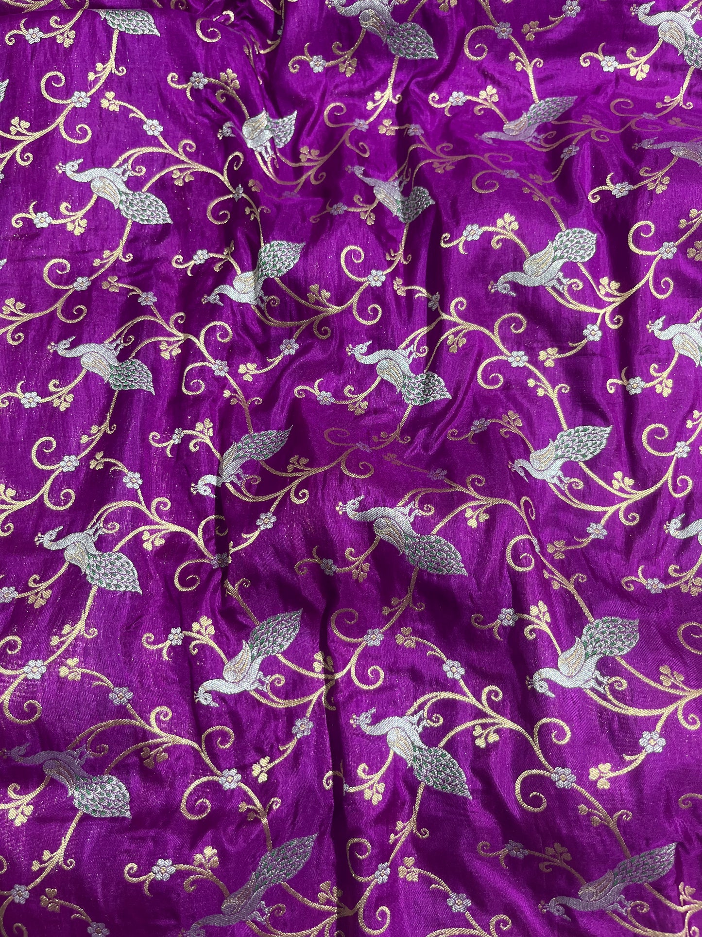 Magenta Shikargah Banarasi Pure Silk Saree
