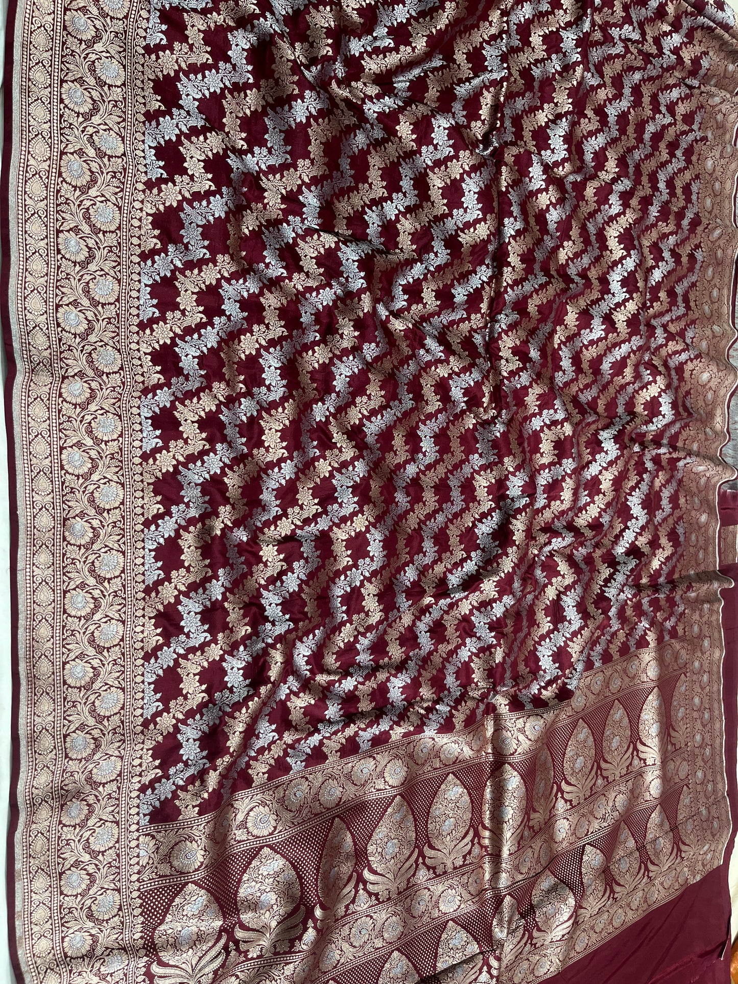 Brown Shikargah Banarasi Pure Silk Saree