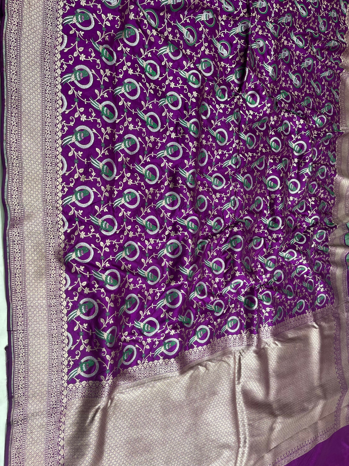 Purple Shikargah Banarasi Pure Silk Saree