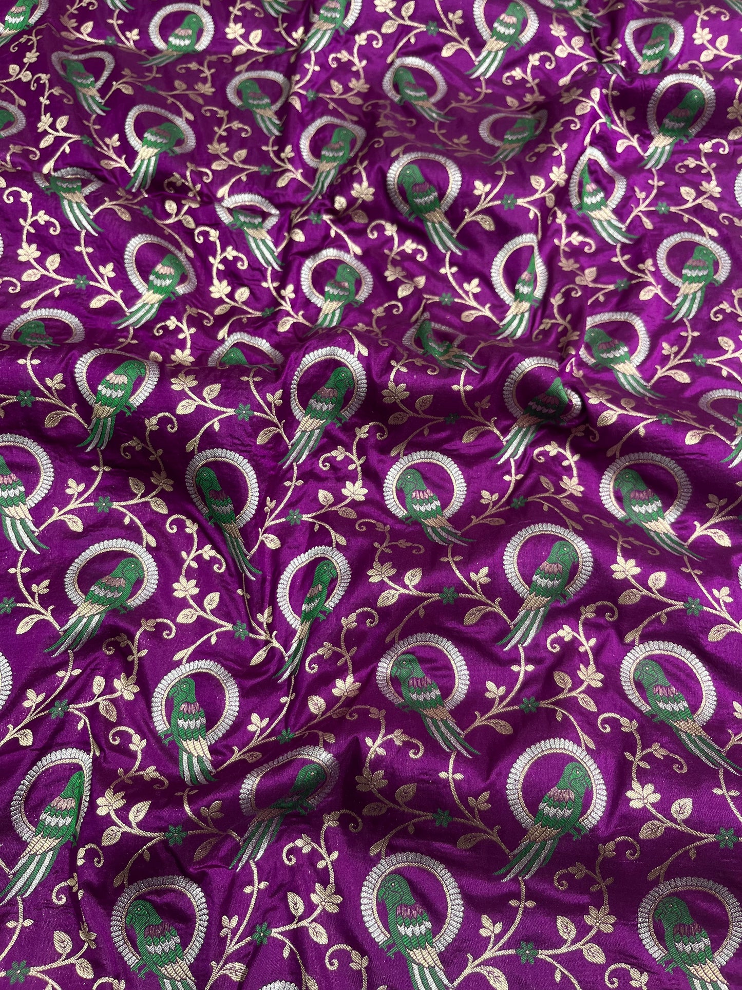 Purple Shikargah Banarasi Pure Silk Saree
