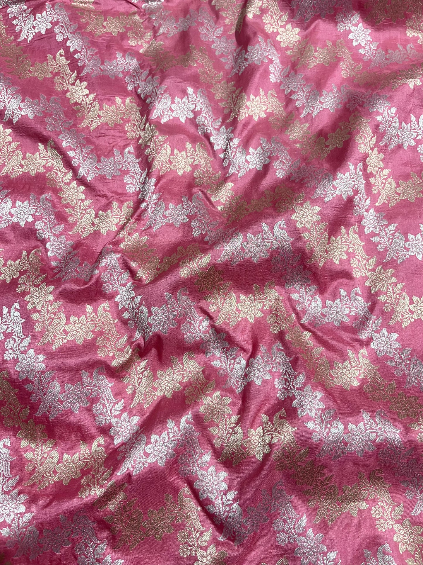 Baby Pink Shikargah Banarasi Pure Silk Saree