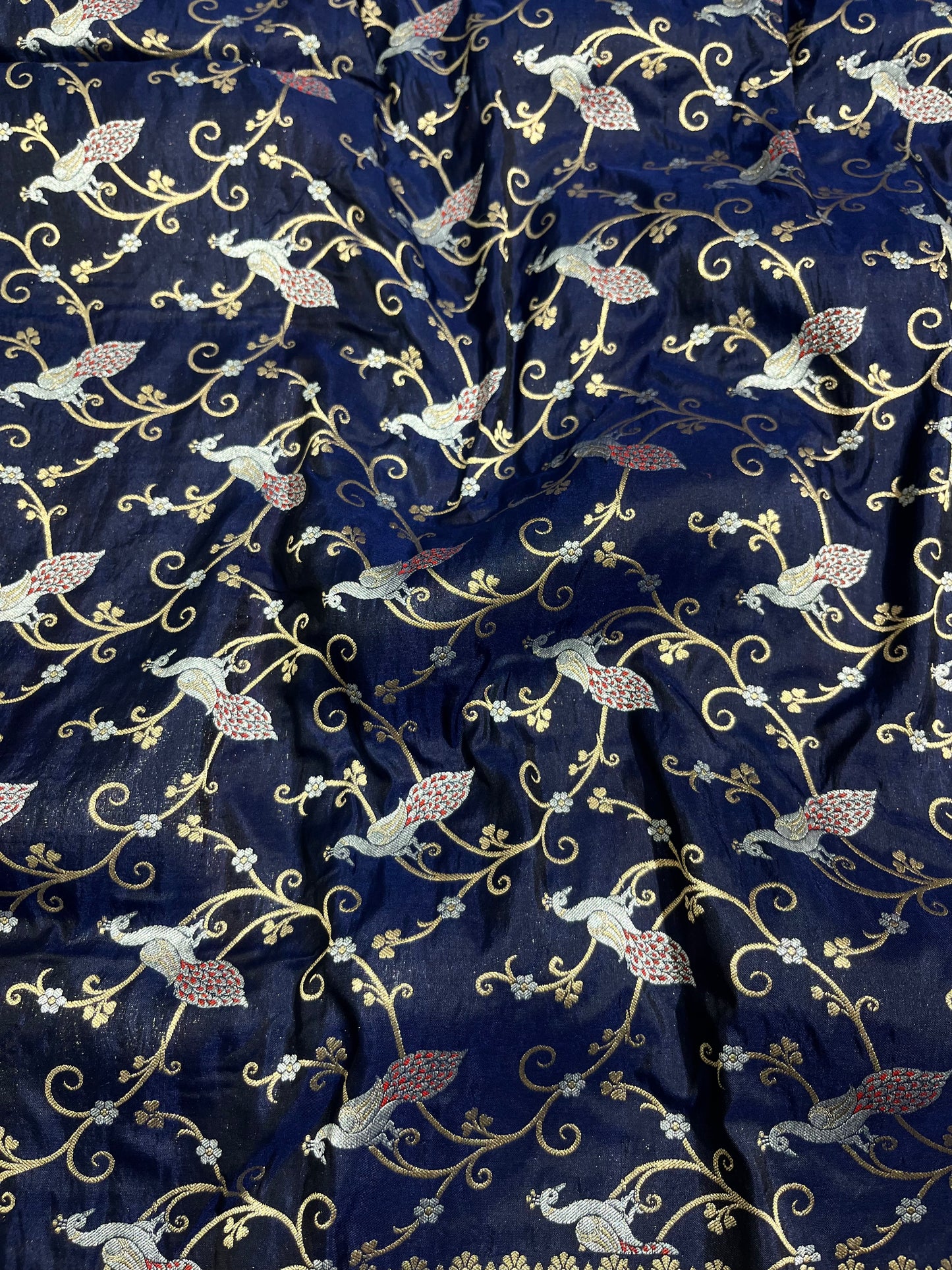 Nevy Blue Shikargah Pure Katan Silk Saree