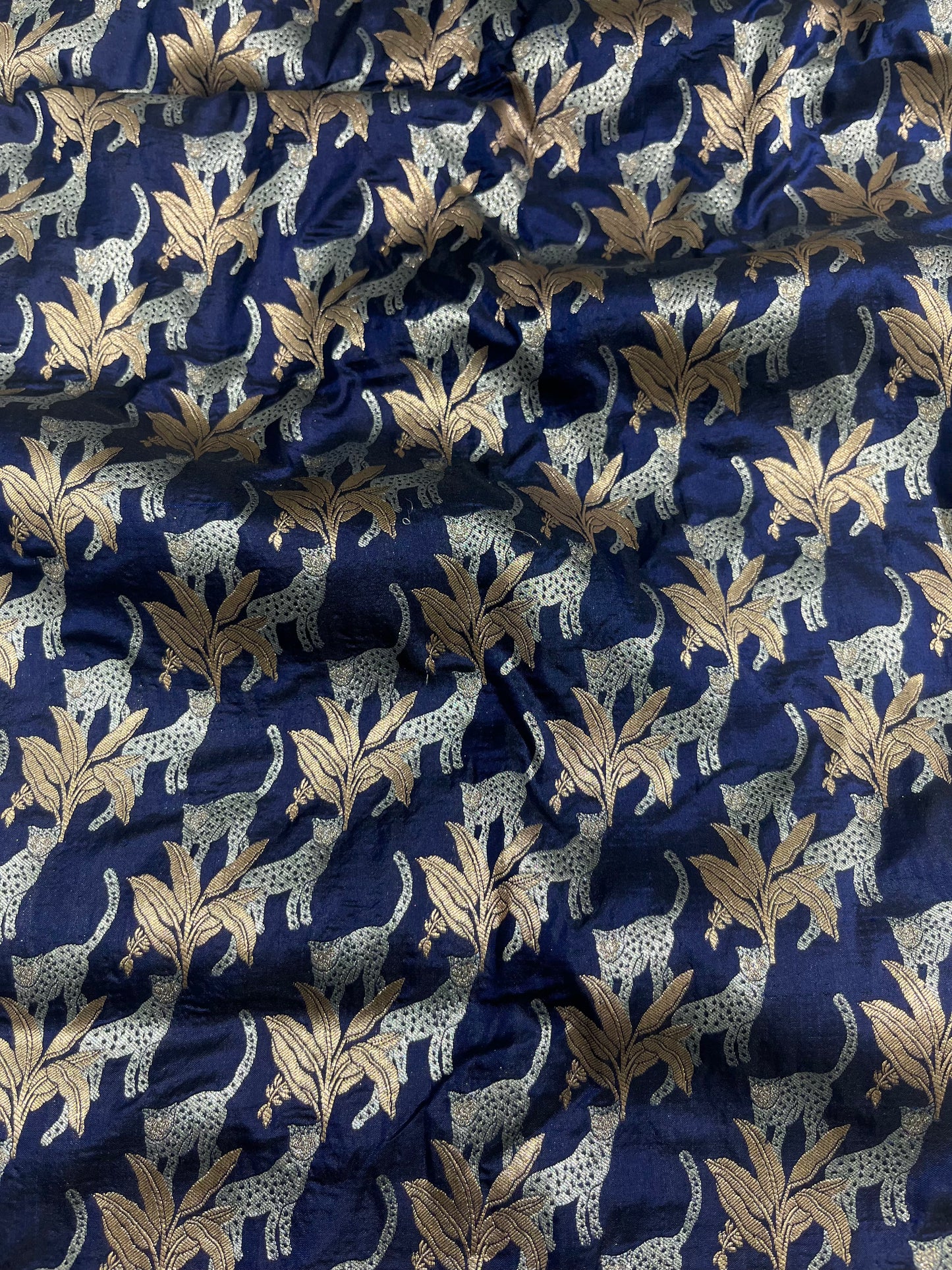 Nevy Blue Shikargah Pure Katan Silk Saree