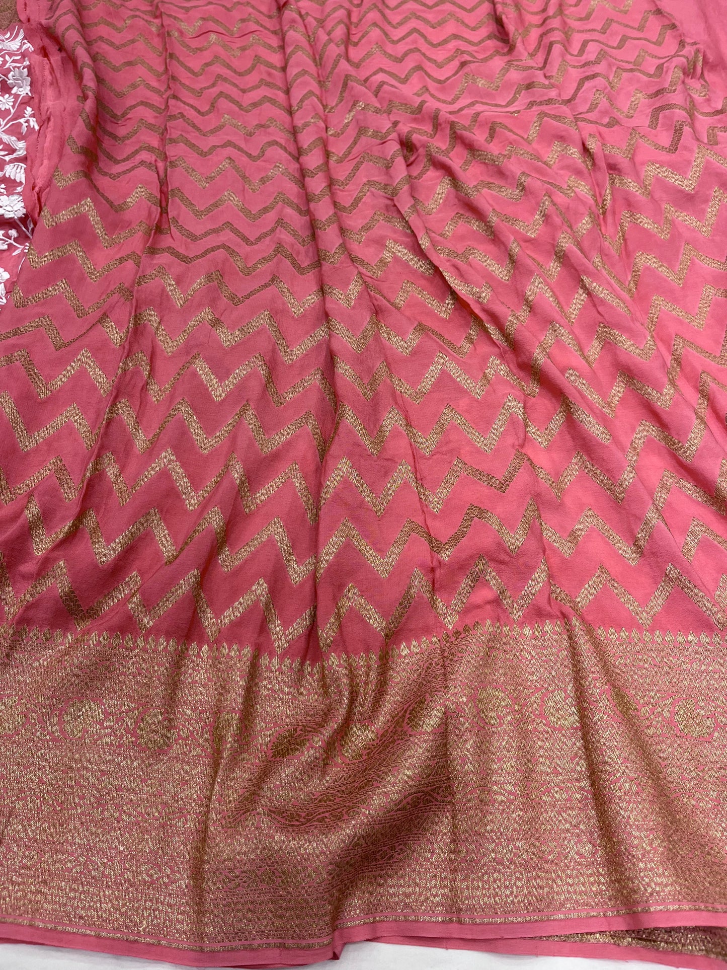 Strawberry Pink Parsigara Saree