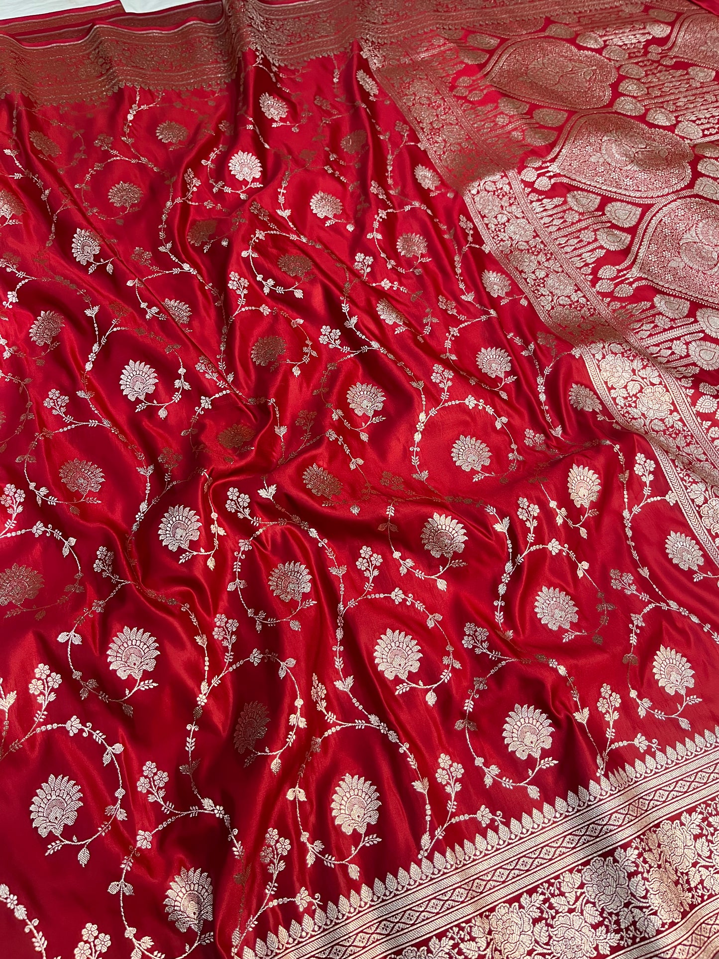 Red Banarasi Satin Silk
