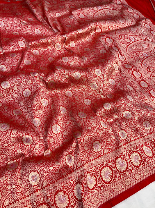 Red Brocade Banarasi Silk Saree