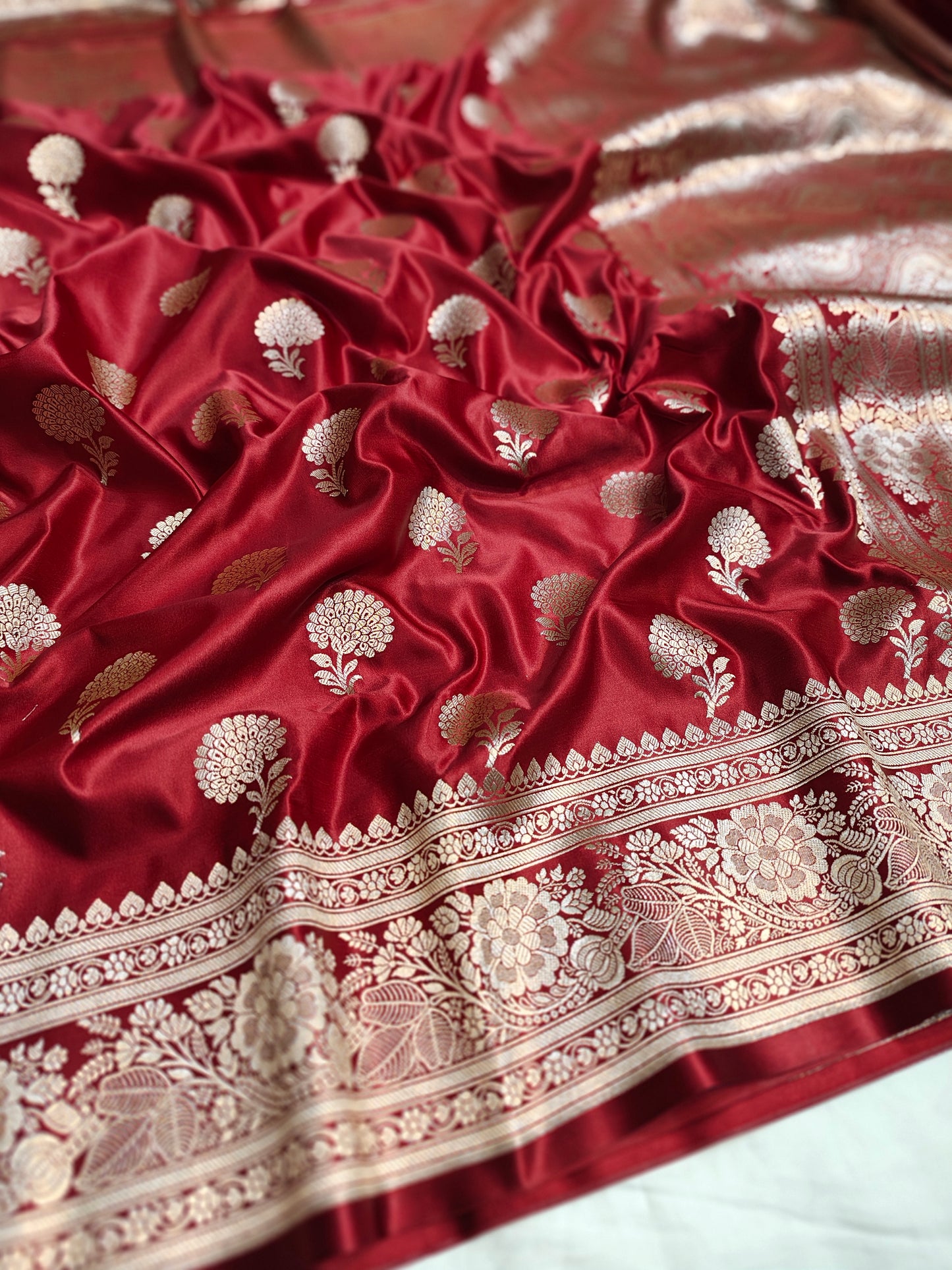 Maroon mashru silk