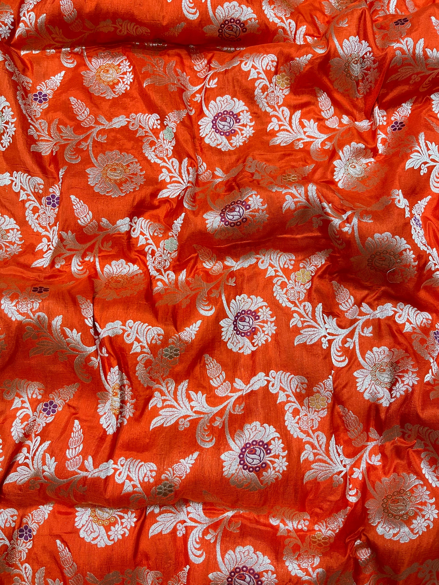 ORANGE BANARASI SILK MEENAKARI SAREE