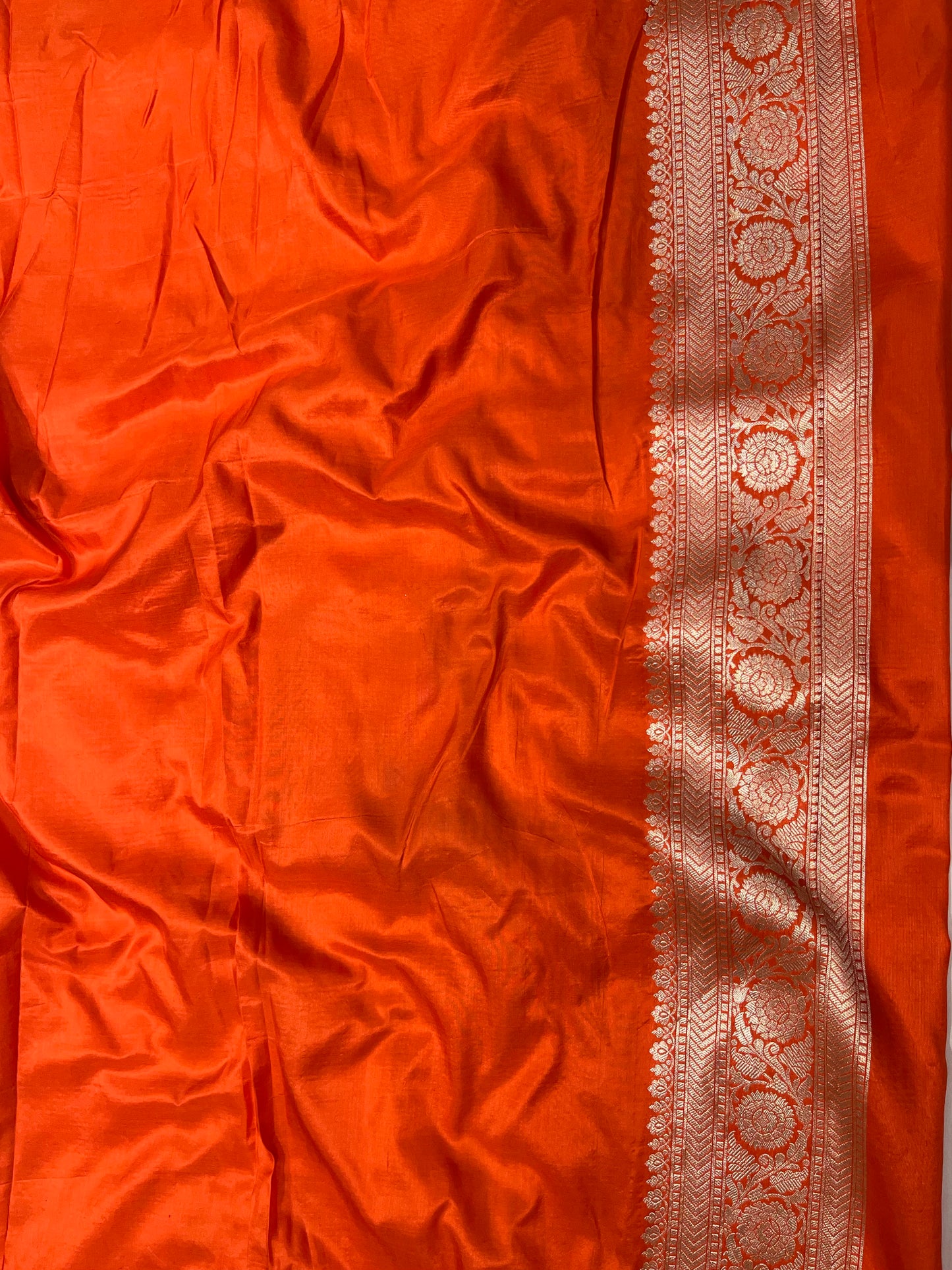 ORANGE BANARASI SILK MEENAKARI SAREE