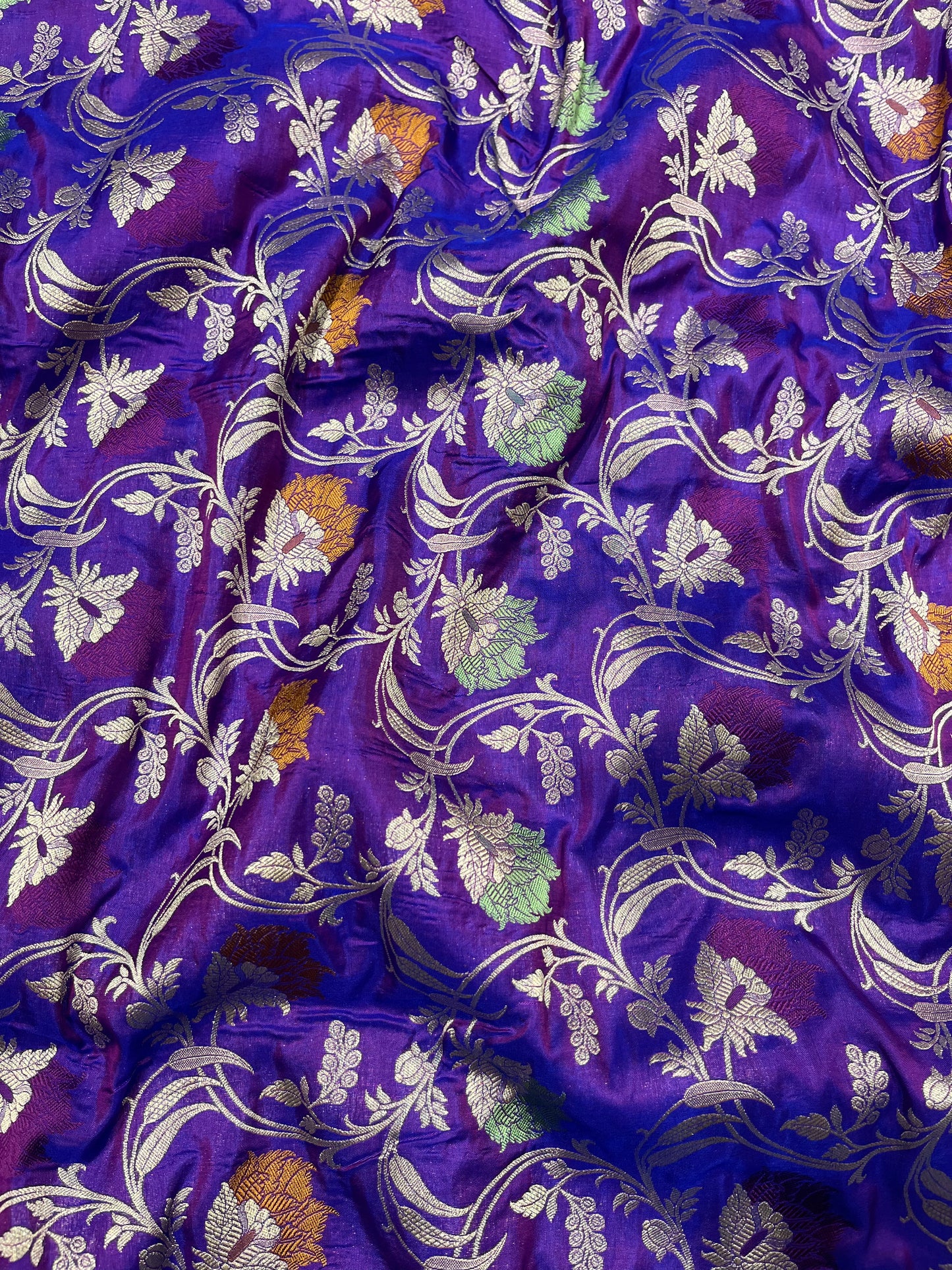 Purple banarasi meenakari pure silk saree