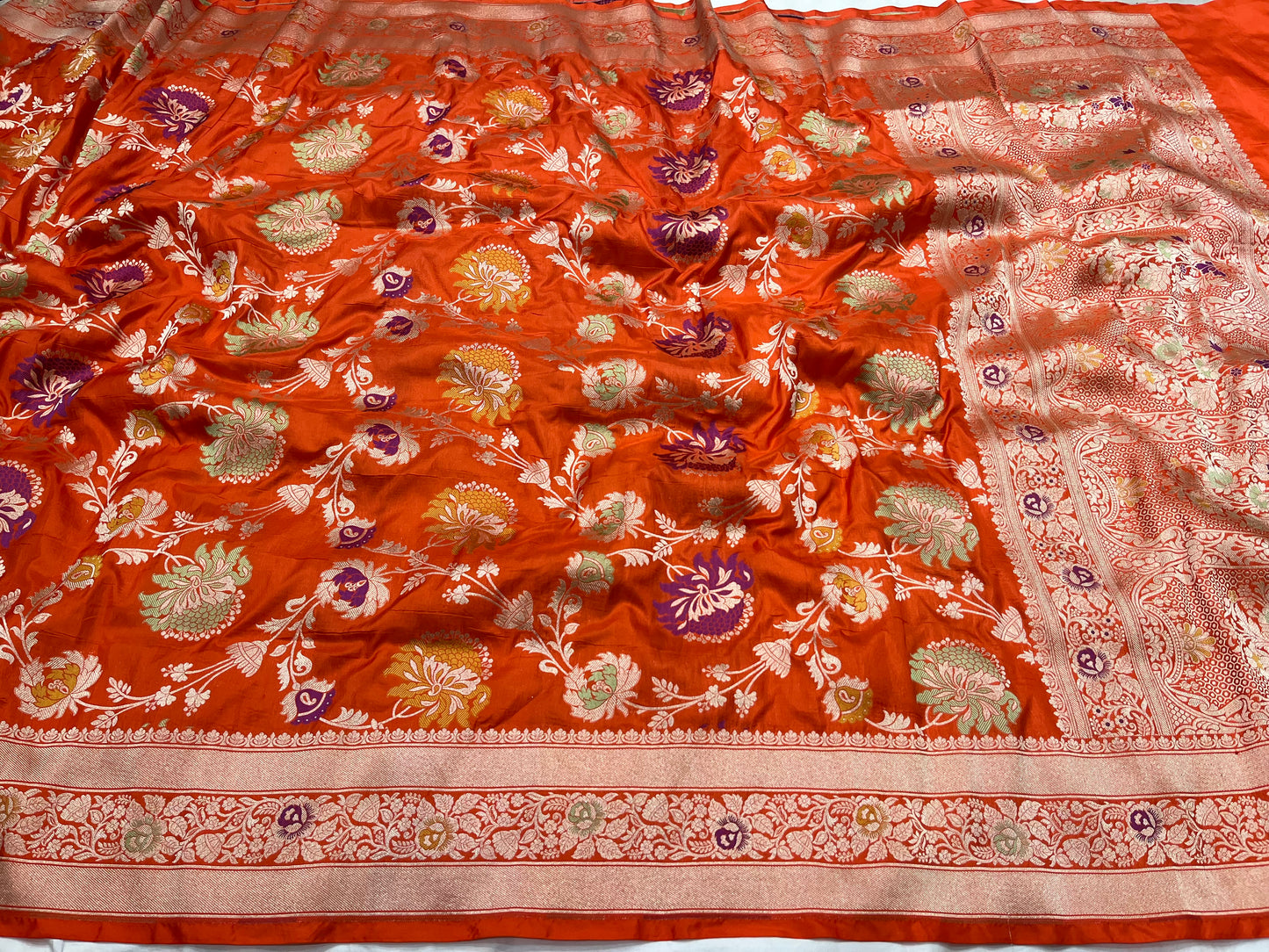 Orange pure silk saree