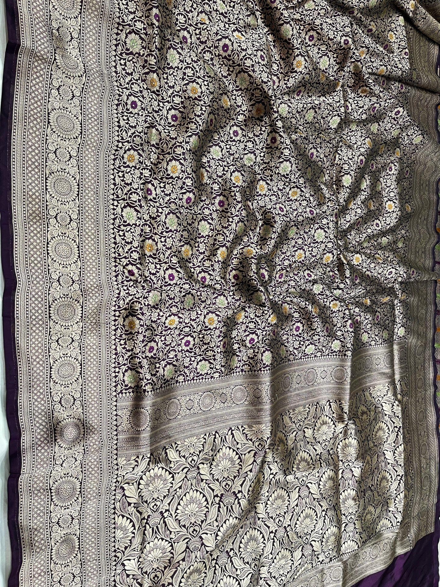Magenta brocade pure silk meenakari saree