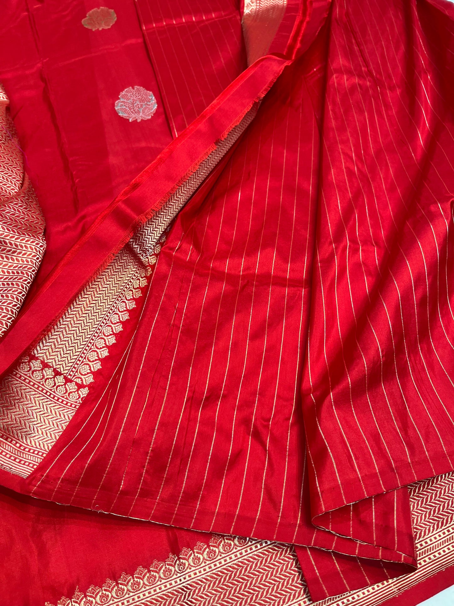 Red Handwoven Pure Katan Silk Saree