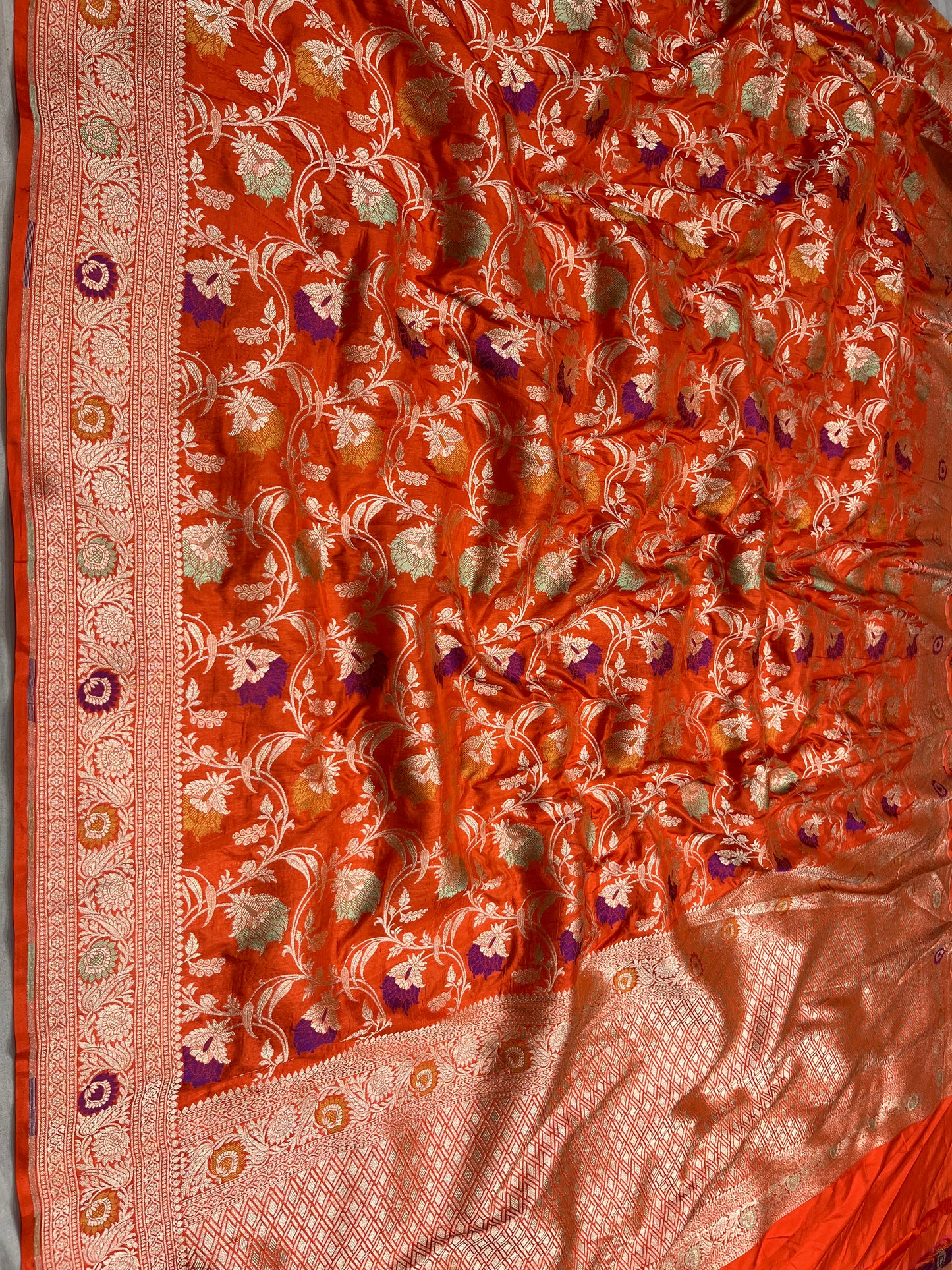 Orange pure silk saree