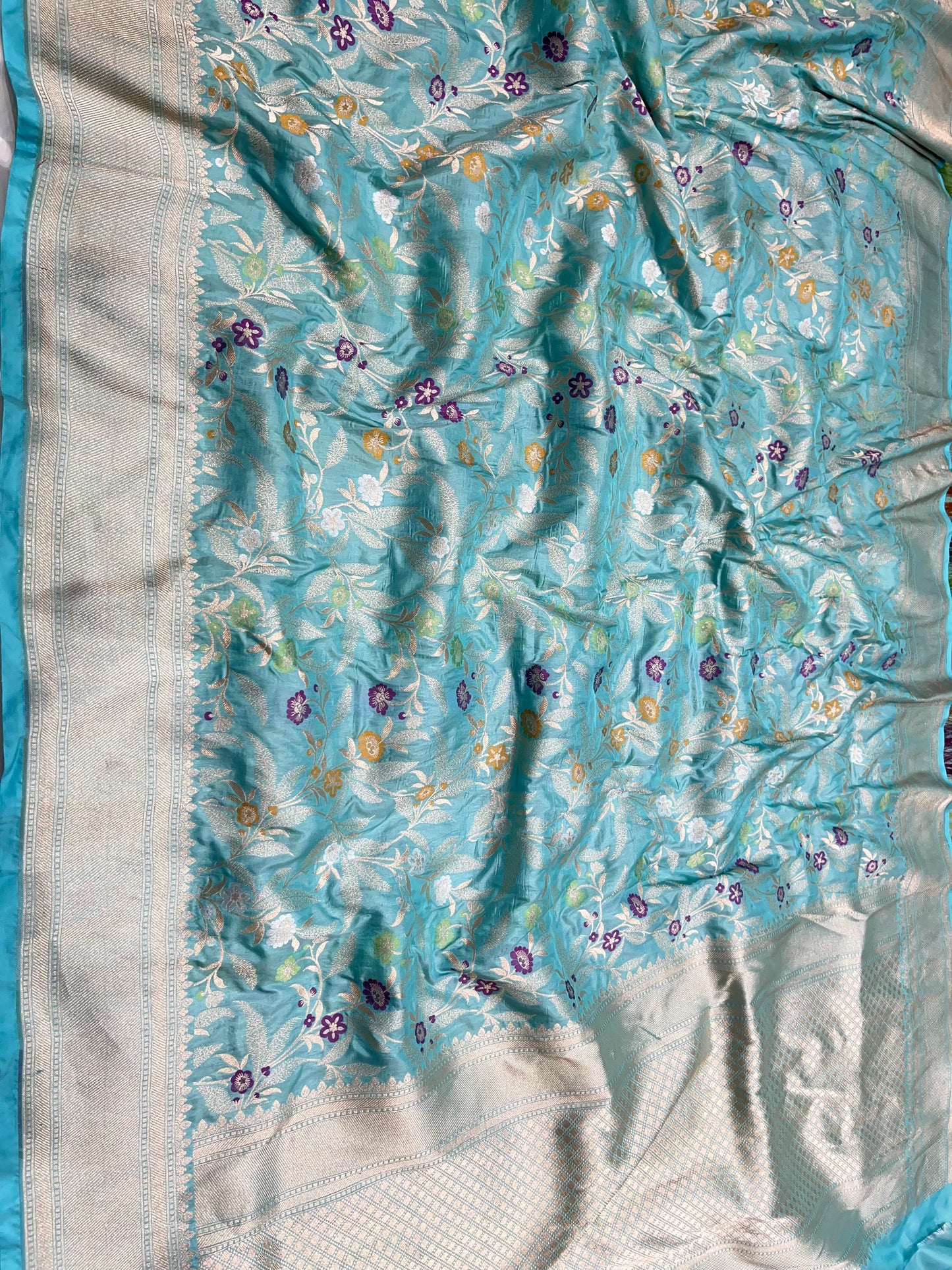 SKY BLUE SILK MEENAKARI SAREE