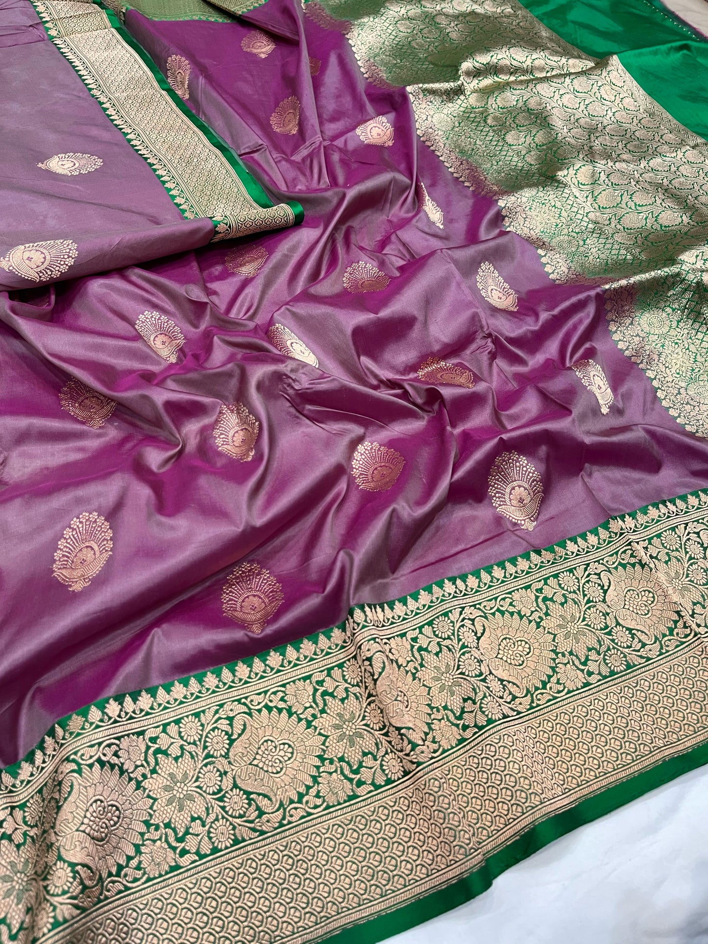Pinkish grey Contrast Boder Saree