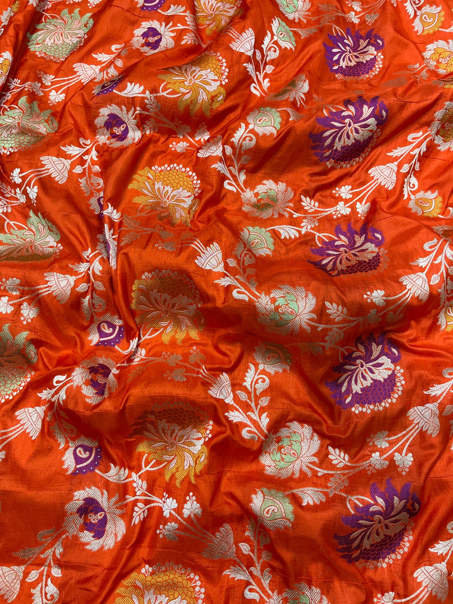 Orange pure silk saree