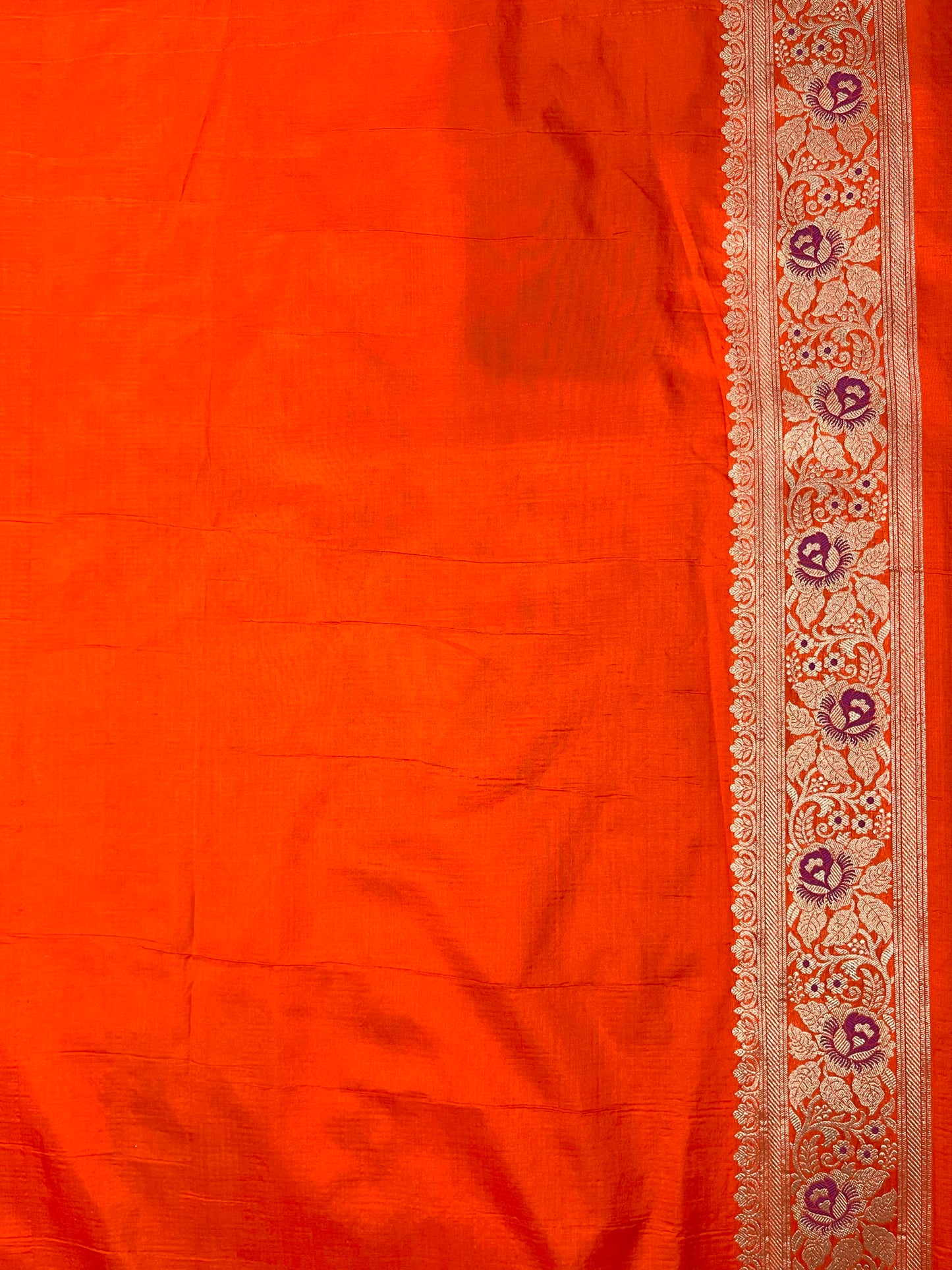 Orange pure silk saree