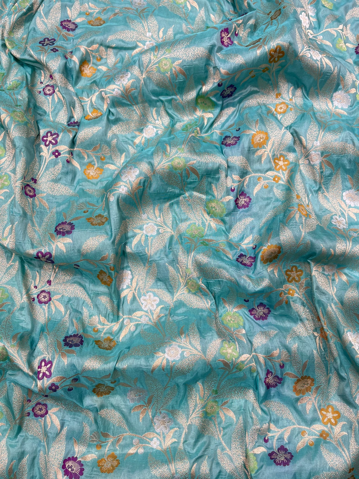 SKY BLUE SILK MEENAKARI SAREE