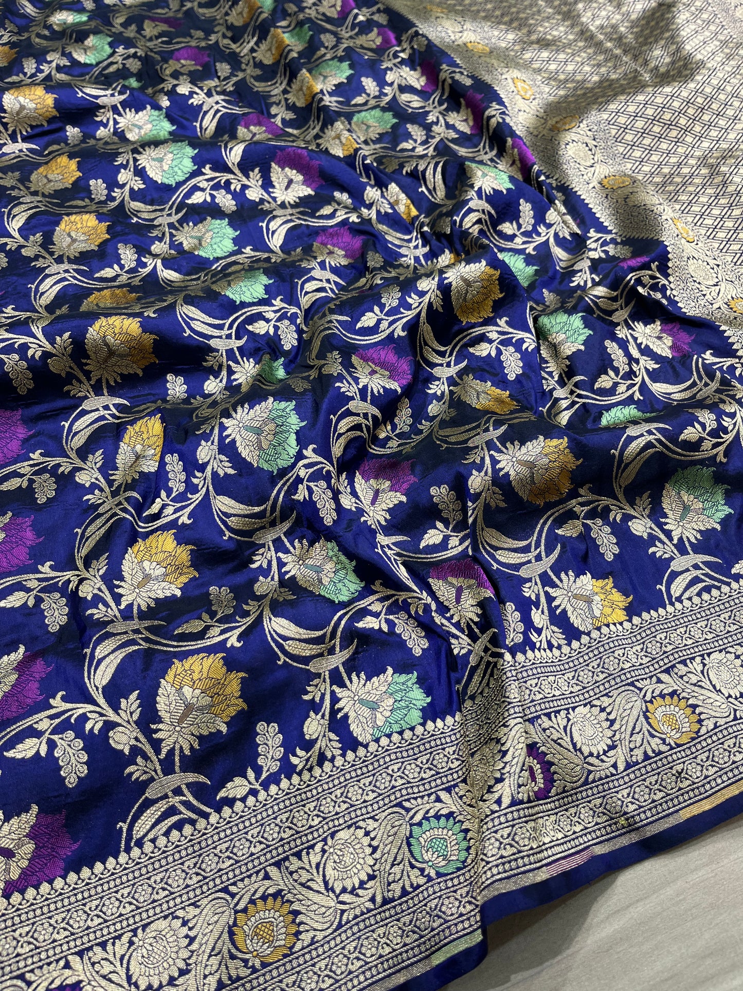 Nevy blue pure silk saree