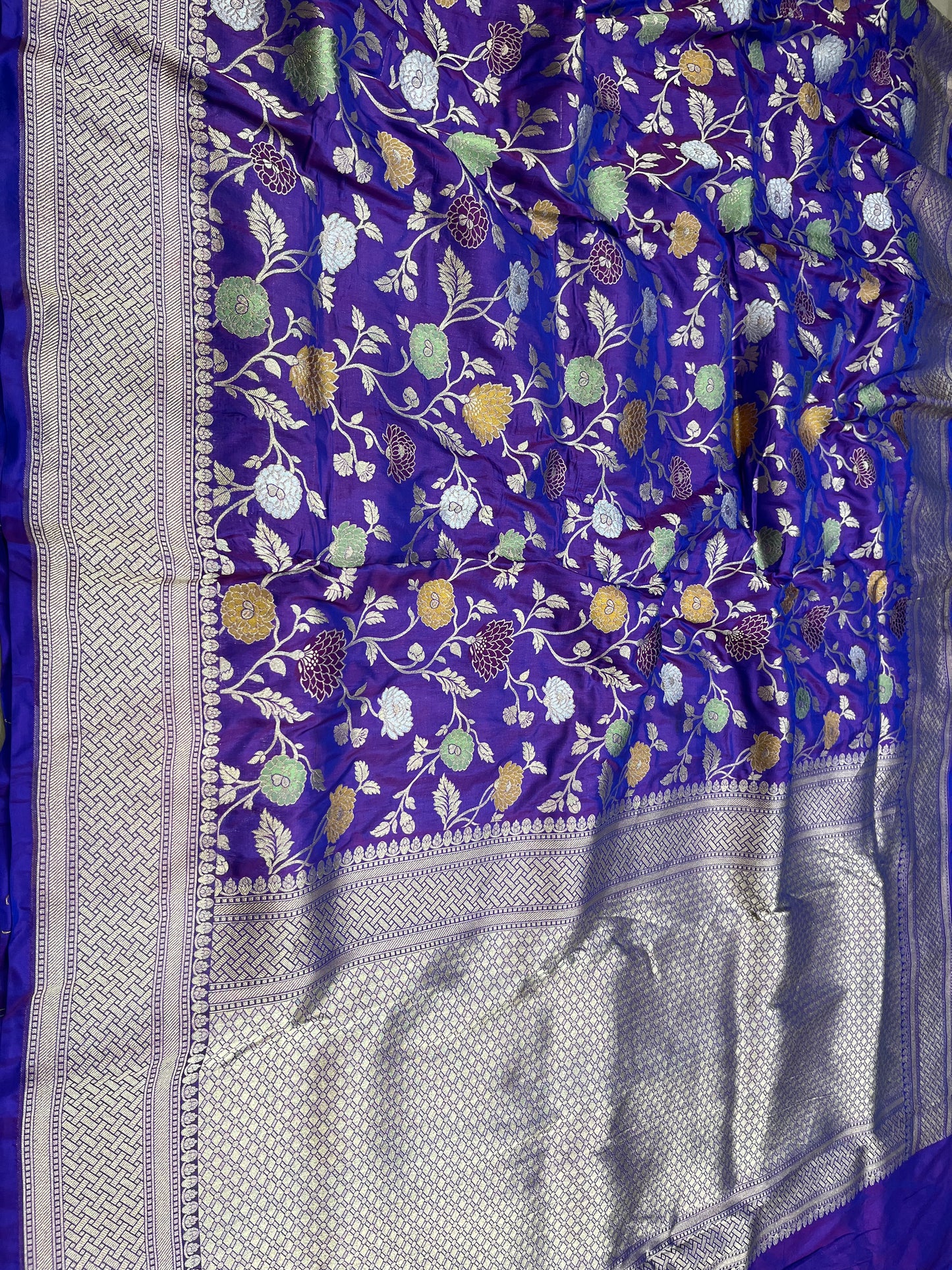 Purple pure silk meenakari saree