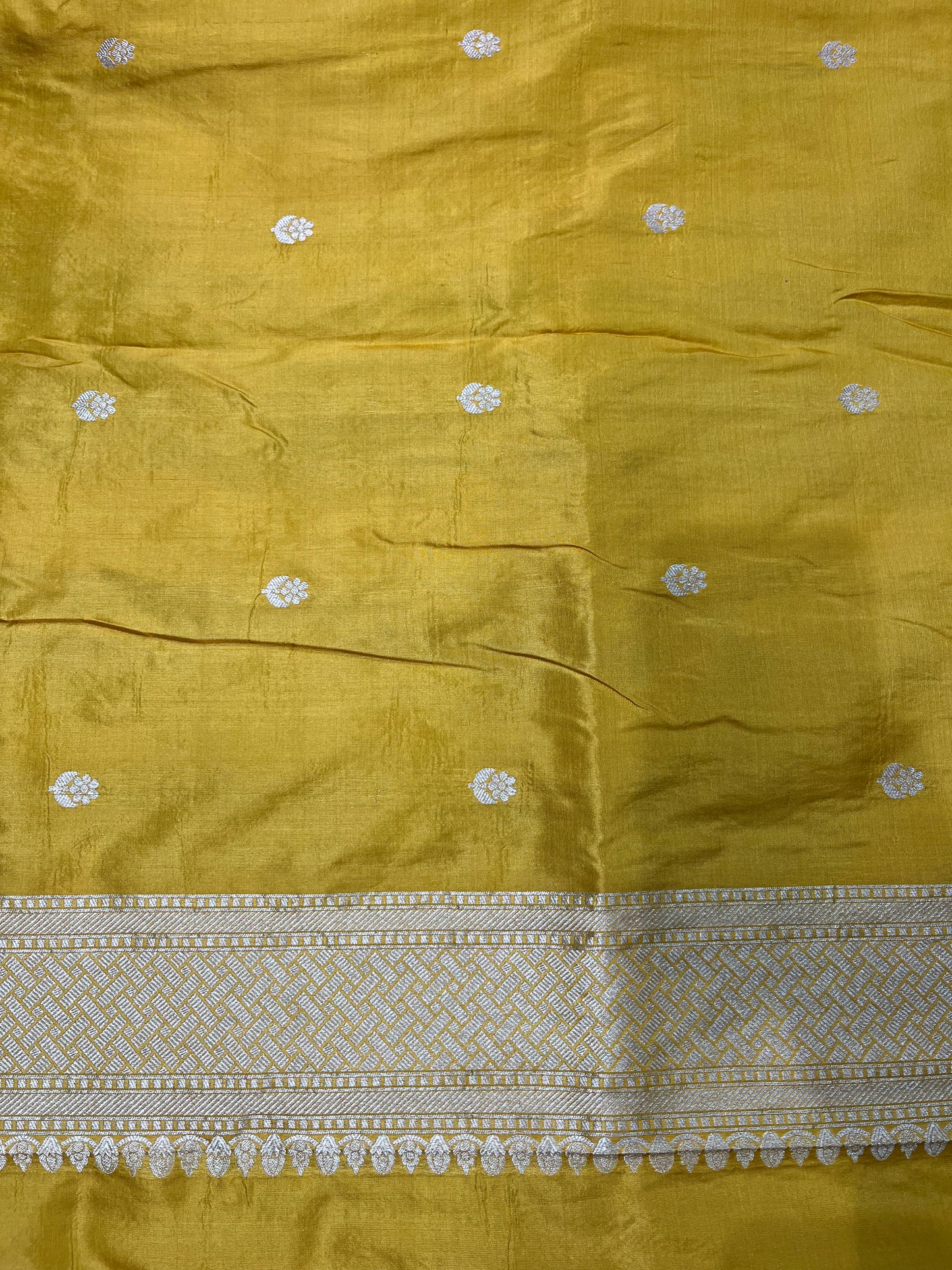 Yellow meenakari pure silk saree