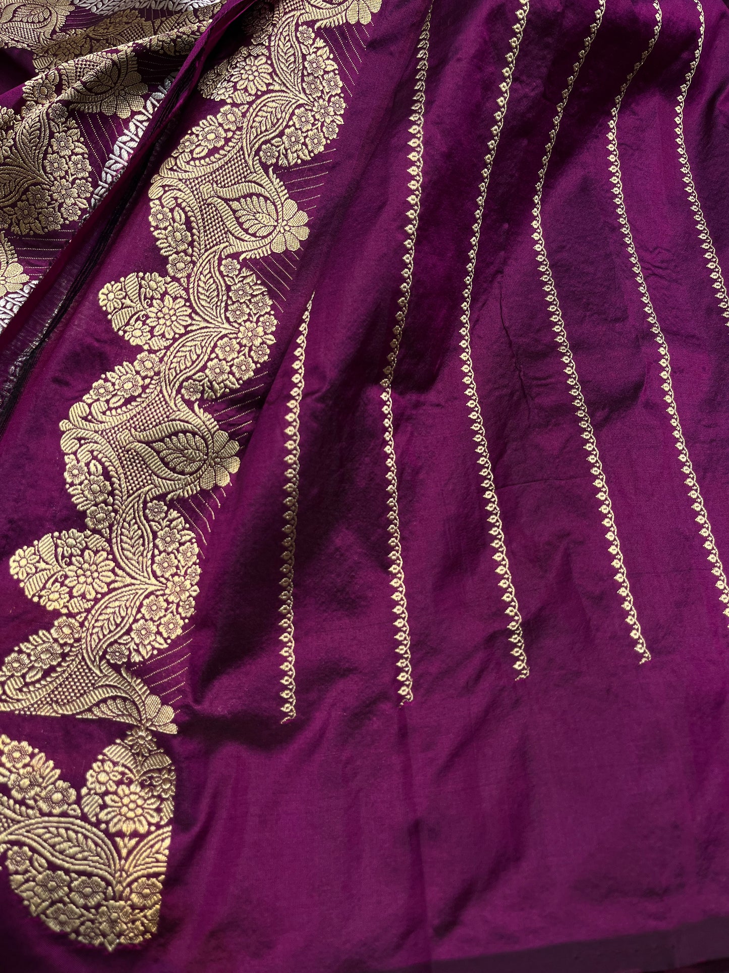 Wine Handwoven Pure Katan Silk Saree