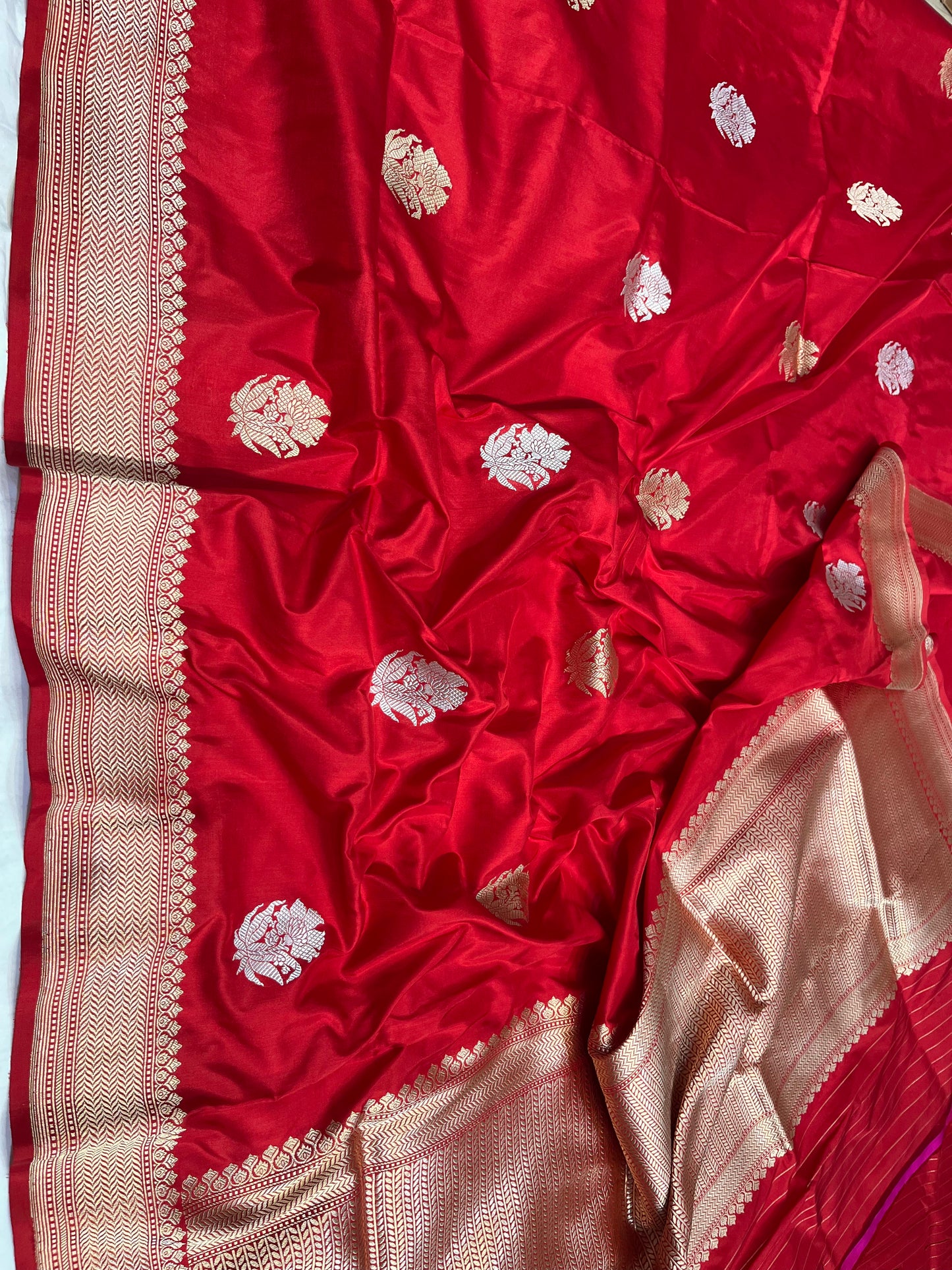 Red Handwoven Pure Katan Silk Saree