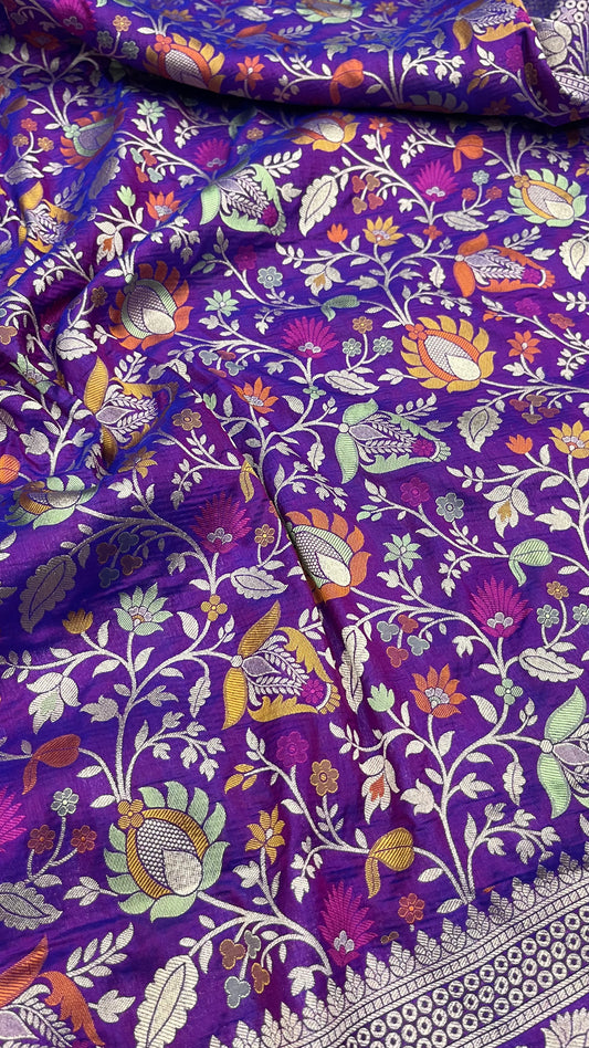 Purple banarasi pure silk saree