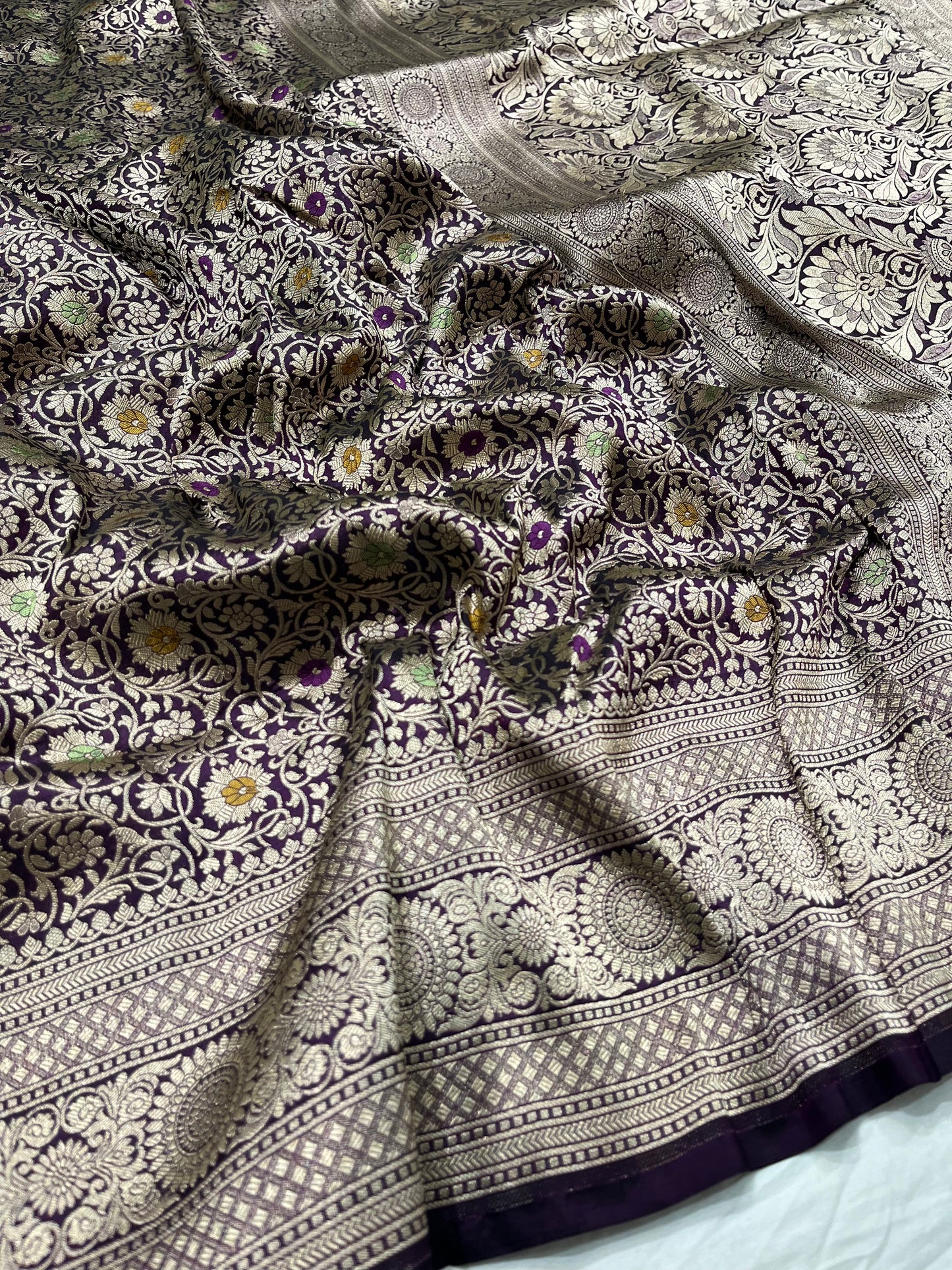 Magenta brocade pure silk meenakari saree