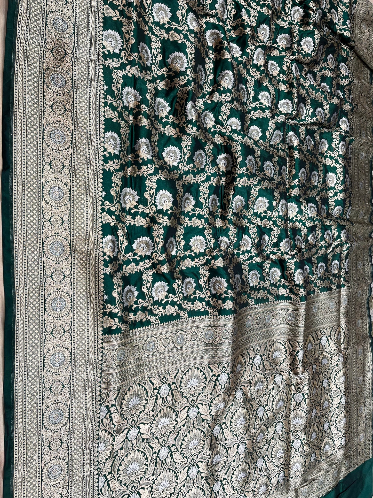 Bottle green sona roopa pure silk saree